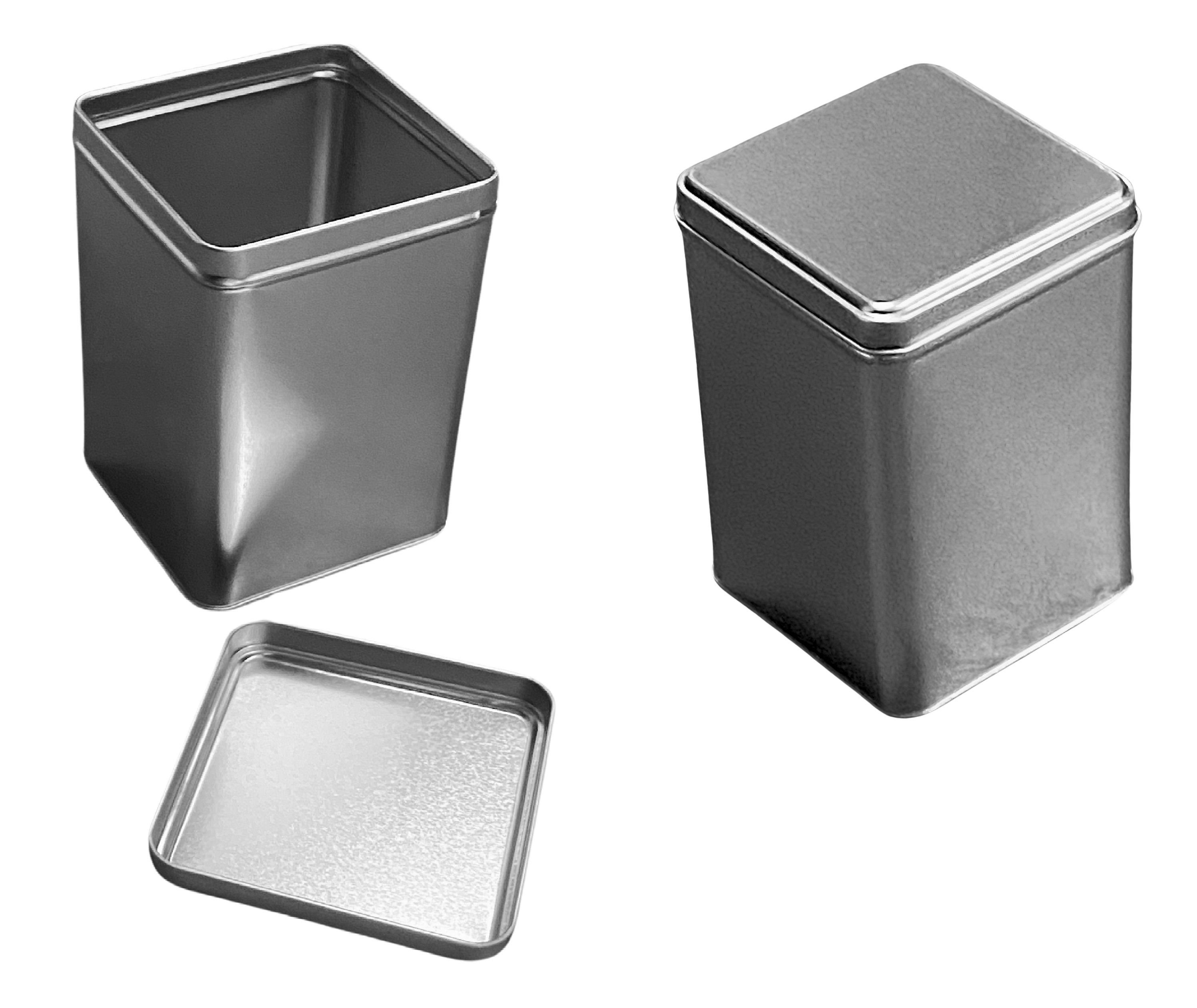 Teedose 2er Set Dose Teedose Gewürzdose Geschenkdose Silber Matt L9xB9xH13cm