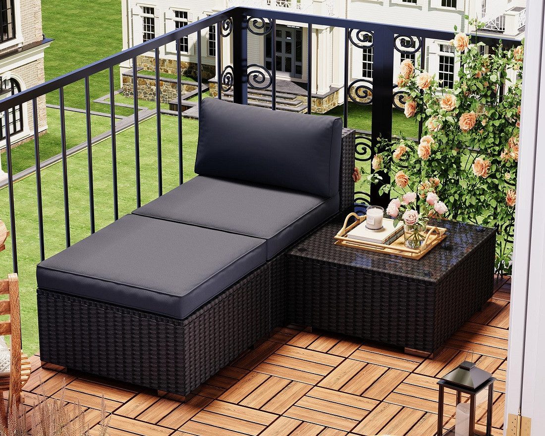 MeXo Gartensofa Rattan Modulsofa mit Liegefunktion günstig online kaufen