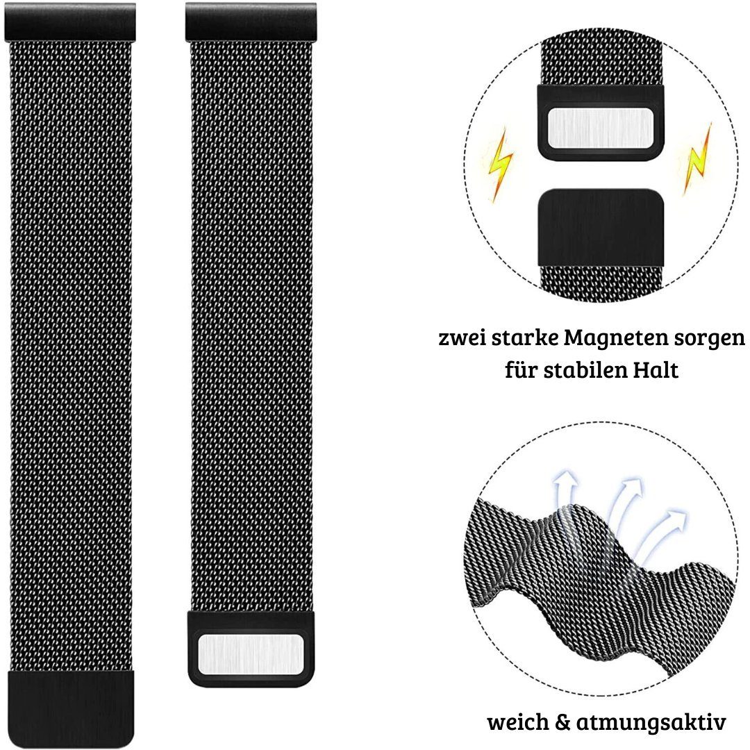 Edelstahl, SmartUP Milanese Huawei Schwarz Armband, verstellbar / Design, GT / stufenlos zeitloses Uhrenarmband Pro GT3 / Uhrenarmband Watch für GT2 GT2e