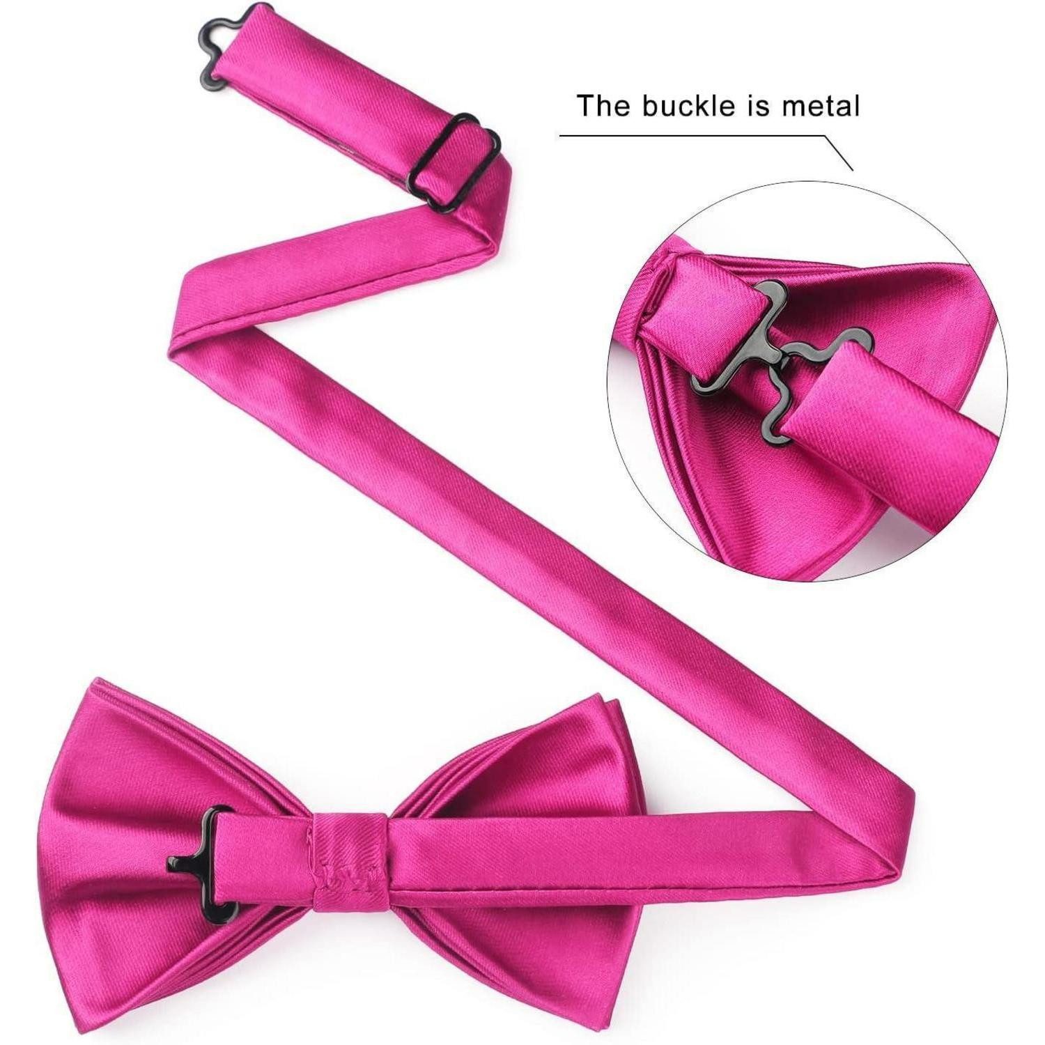 LuxusKollektion Fliege Fliege Vorgebundene Herren Einstecktuch Smoking Hochzeit A1-fushia – Bild 4 von 5