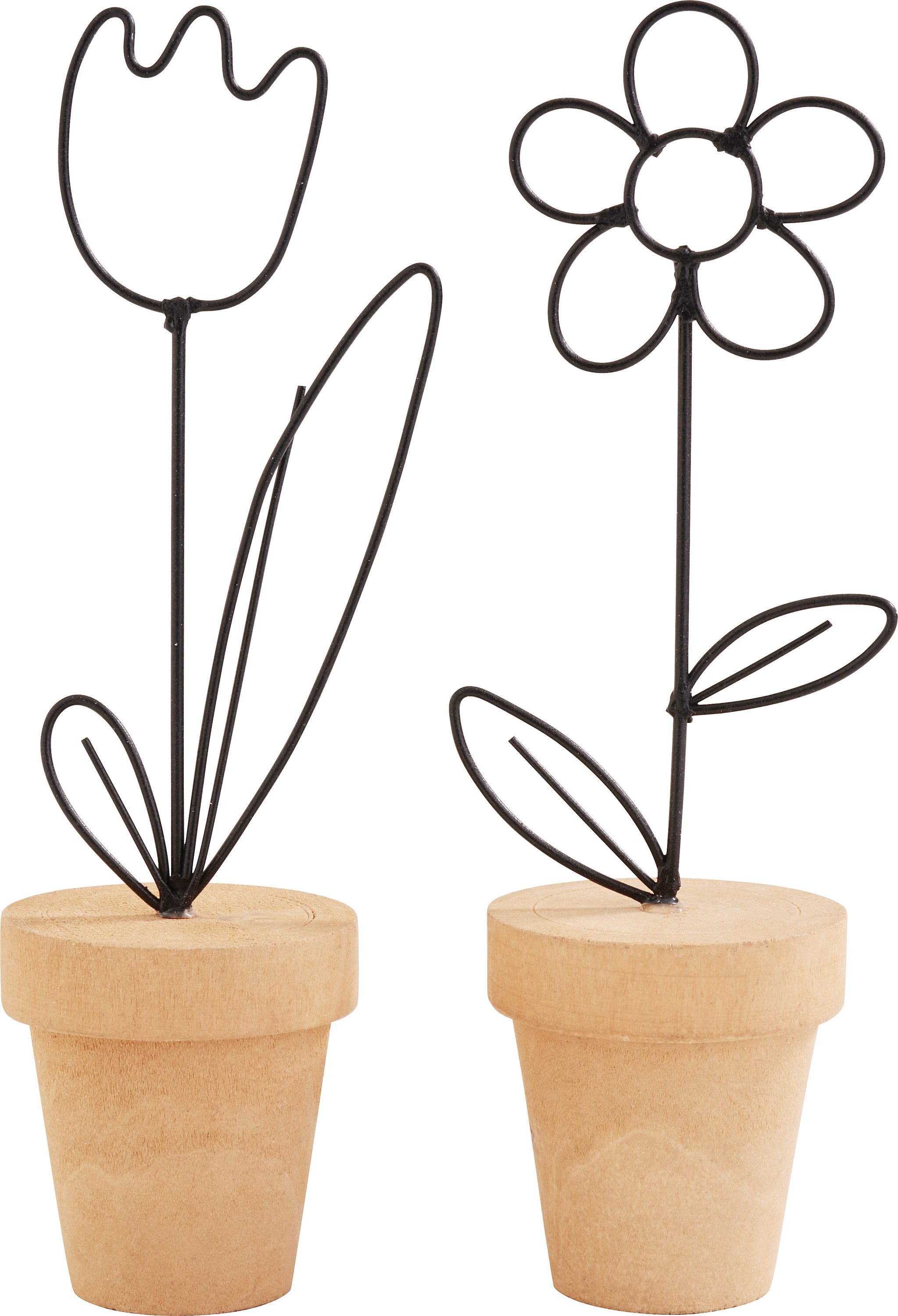 Dekofigur Draht-Blume im Topf, 2 Stück
