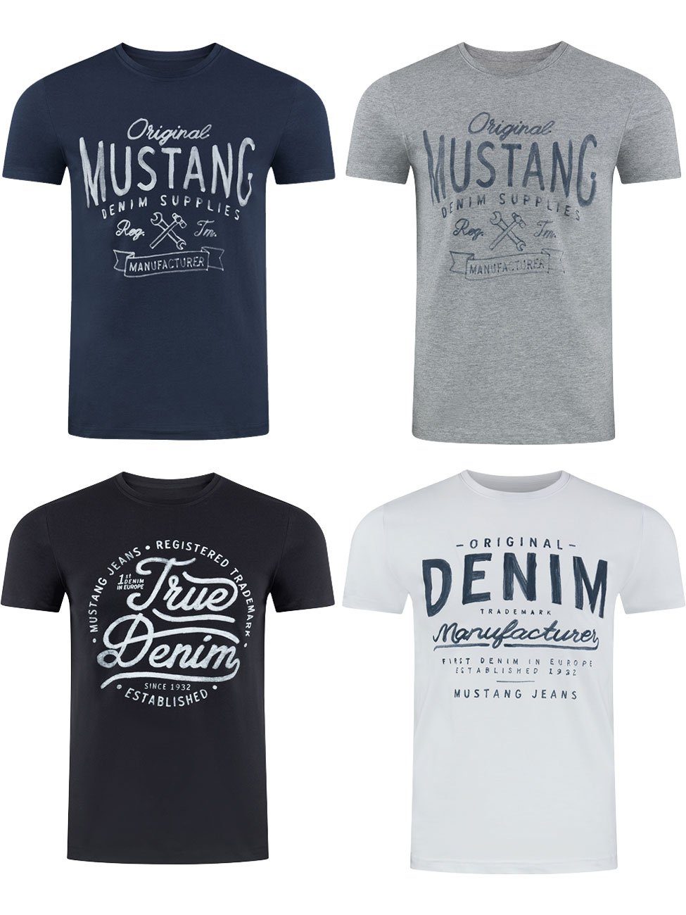 MUSTANG T-Shirt Herren Printshirt 4er Pack günstig online kaufen