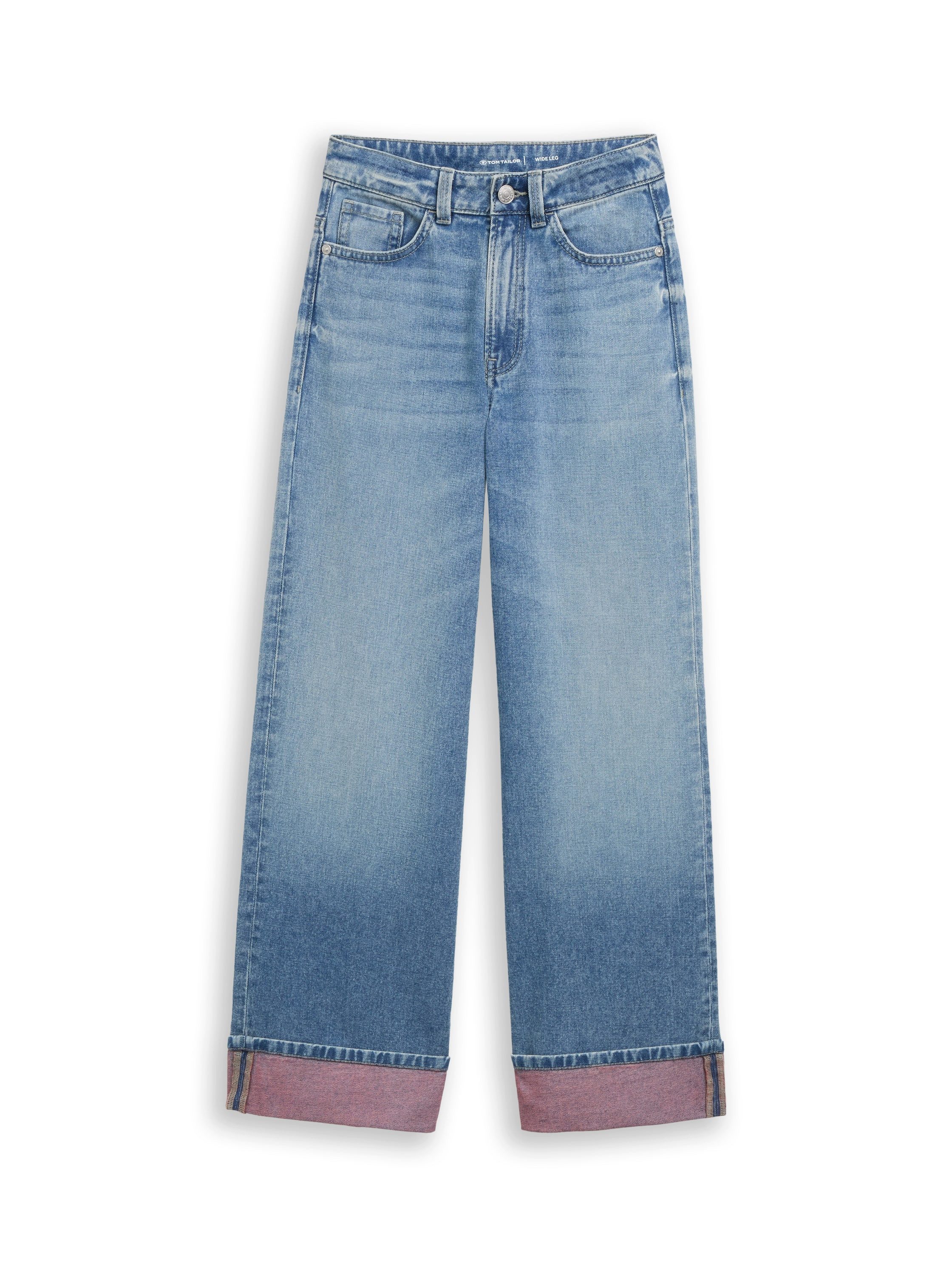 TOM TAILOR Weite Jeans in 5-Pocket-Form und mit Aufschlag