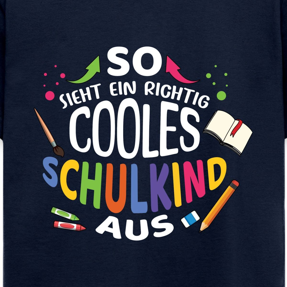 Spreadshirt T-Shirt Cooles Schulkind Einschulung Bunt ABC Schütze Kinder T-Shirt (1-tlg) Fällt klein aus. Wir empfehlen, eine Größe größer zu bestellen. – Bild 2 von 5