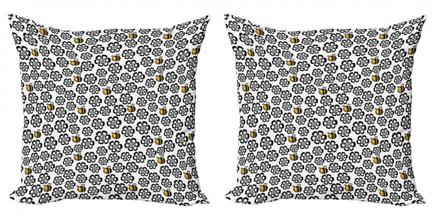 Kissenbezüge Modern Accent Doppelseitiger Digitaldruck, Abakuhaus (2 Stück), Biene Silhouette Floral Pater