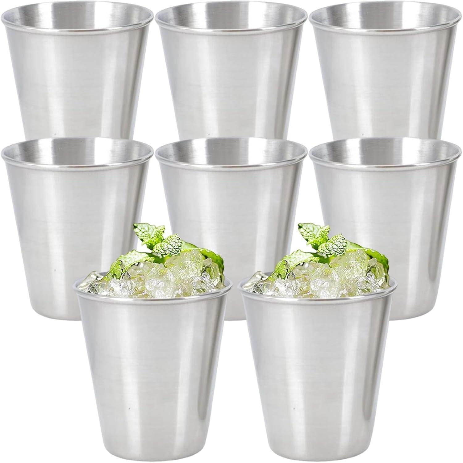 LuxusKollektion Schnapsglas Shotgläser Edelstahl 8 Stück Schnapsgläser Stapelbar 70ml-8