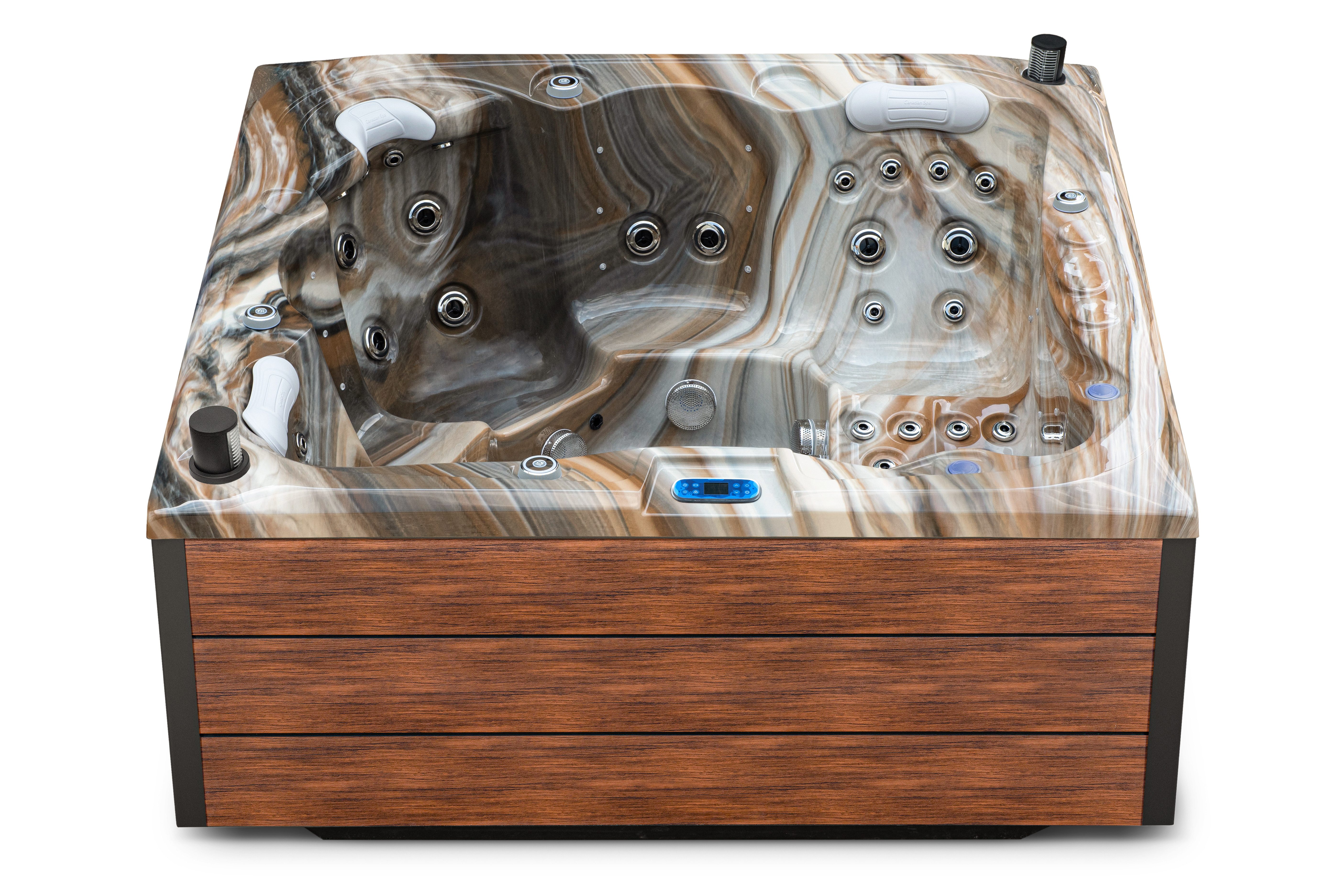 HAF Whirlpool Whirlpool Montreal - Tuscan Sun - mit Abdeckung Grau, (Hochwertiges Komplett Set, Maße: 216 x 216 x 92cm), Sowohl In & Outdoor nutzbar