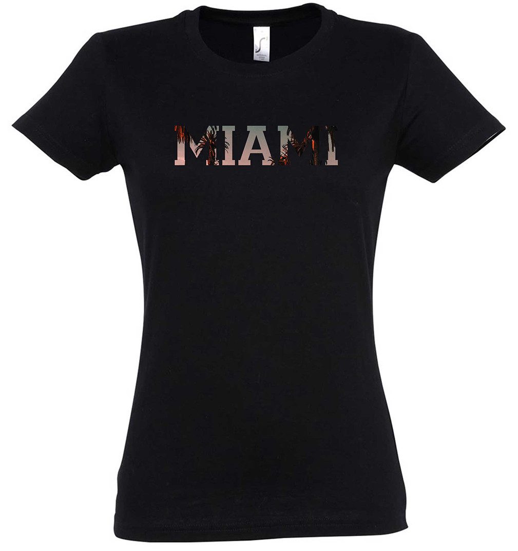 Urban Backwoods Print-Shirt Miami Damen T-Shirt Florida Beach Skyline Stadt günstig online kaufen