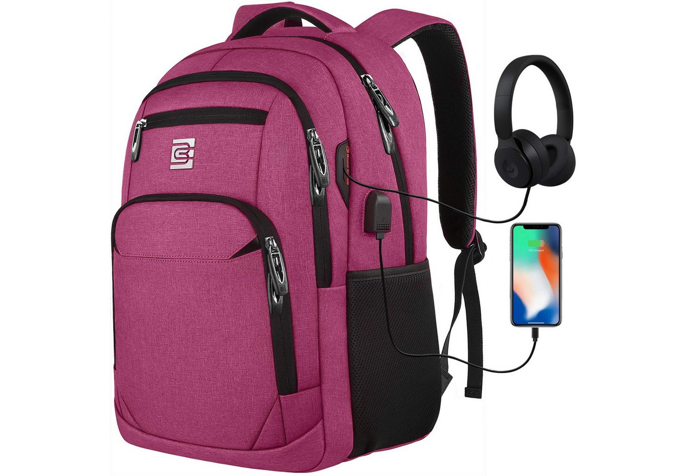 MODFU Laptoprucksack Laptop Rucksack Rucksäcke Schulrucksack Laptoptasche Wasserbeständig (Laptop Notebook Tasche Schule Uni Rucksack Freizeitrucksack, Anti-Diebstahl, Backpack mit Laptopfach, Sportrucksack, mit USB-Anschluss), Herren Damen Jungen Teenage