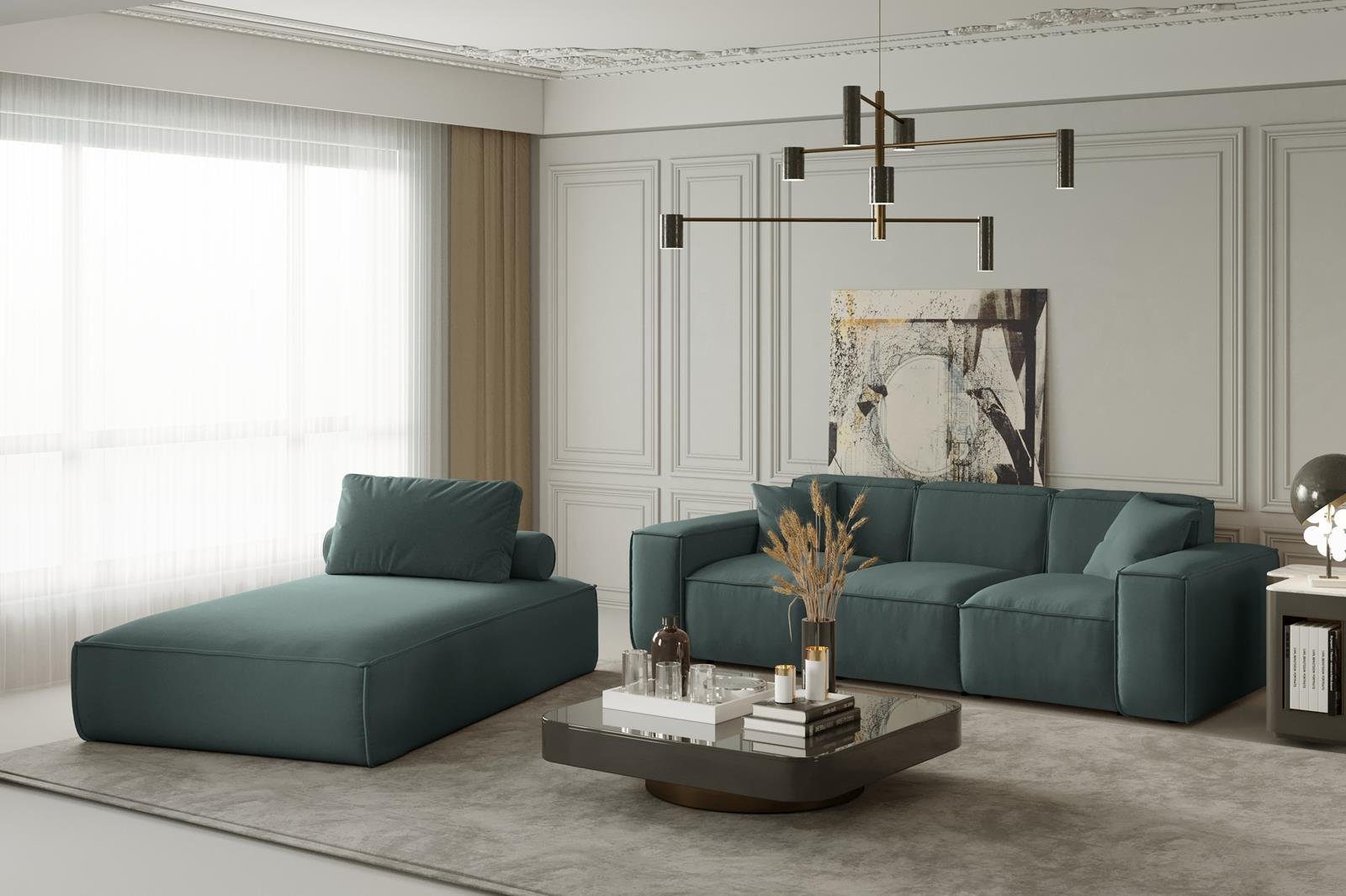 Beautysofa Relaxliege Lugano, mit Wellenfedern, Cord- oder Velvetstoff,  gepolstert Lounge Sessel modern, Indoor-Schlafsessel für Wohnzimmer, mit  zwei Kissen