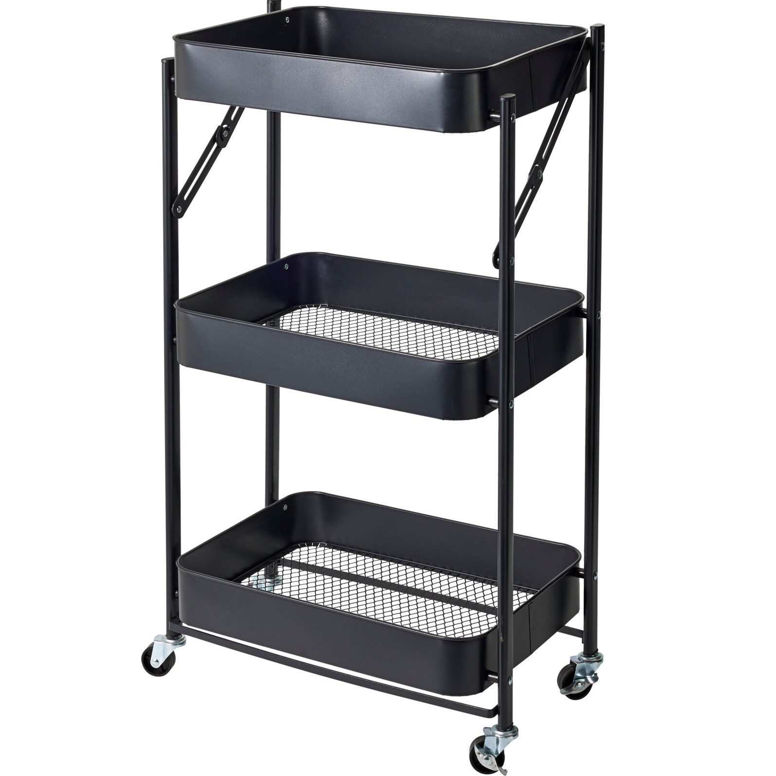 Storage solutions Küchenwagen Küchenwagen klappbar 3-stufig, aus Metall, 45,5 x 29,5 x 77 cm