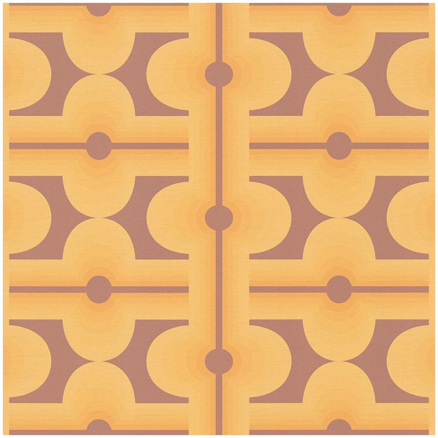 Profhome Vliestapete 395334-GU Retro Tapete geometrisch matt orange braun rot-braun, geprägt, (1 Rolle, 4,51 qm), heißgeprägte Vliestapete, orange