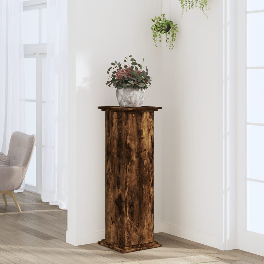 vidaXL Blumenständer Pflanzenständer Räuchereiche 33x33x100 cm Holzwerkstoff (1 St)