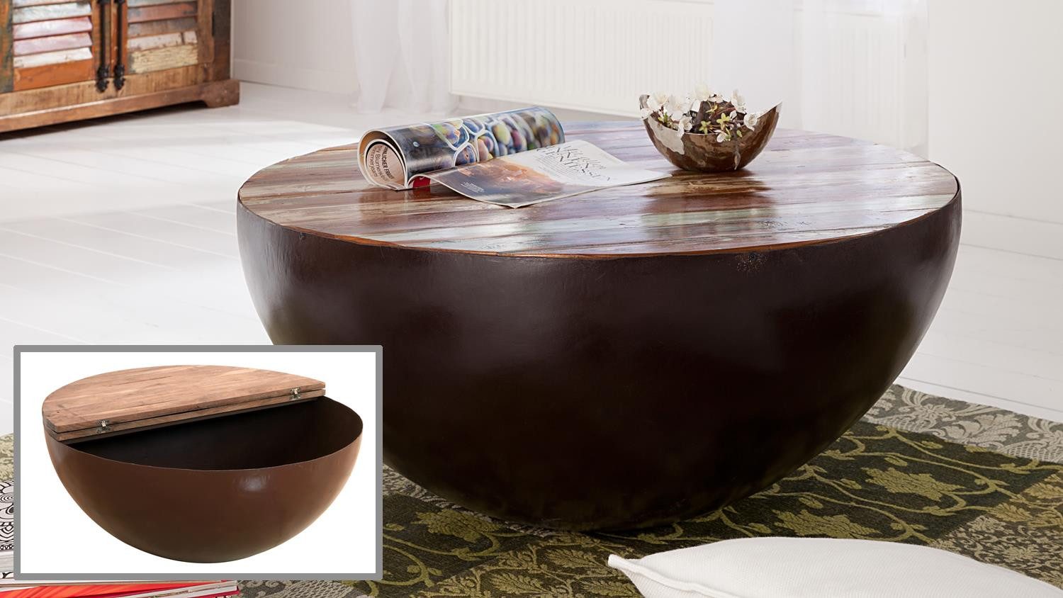 WOLF MÖBEL Couchtisch Couchtisch Himalaya 3790 Altholz recycelt 90x90 cm