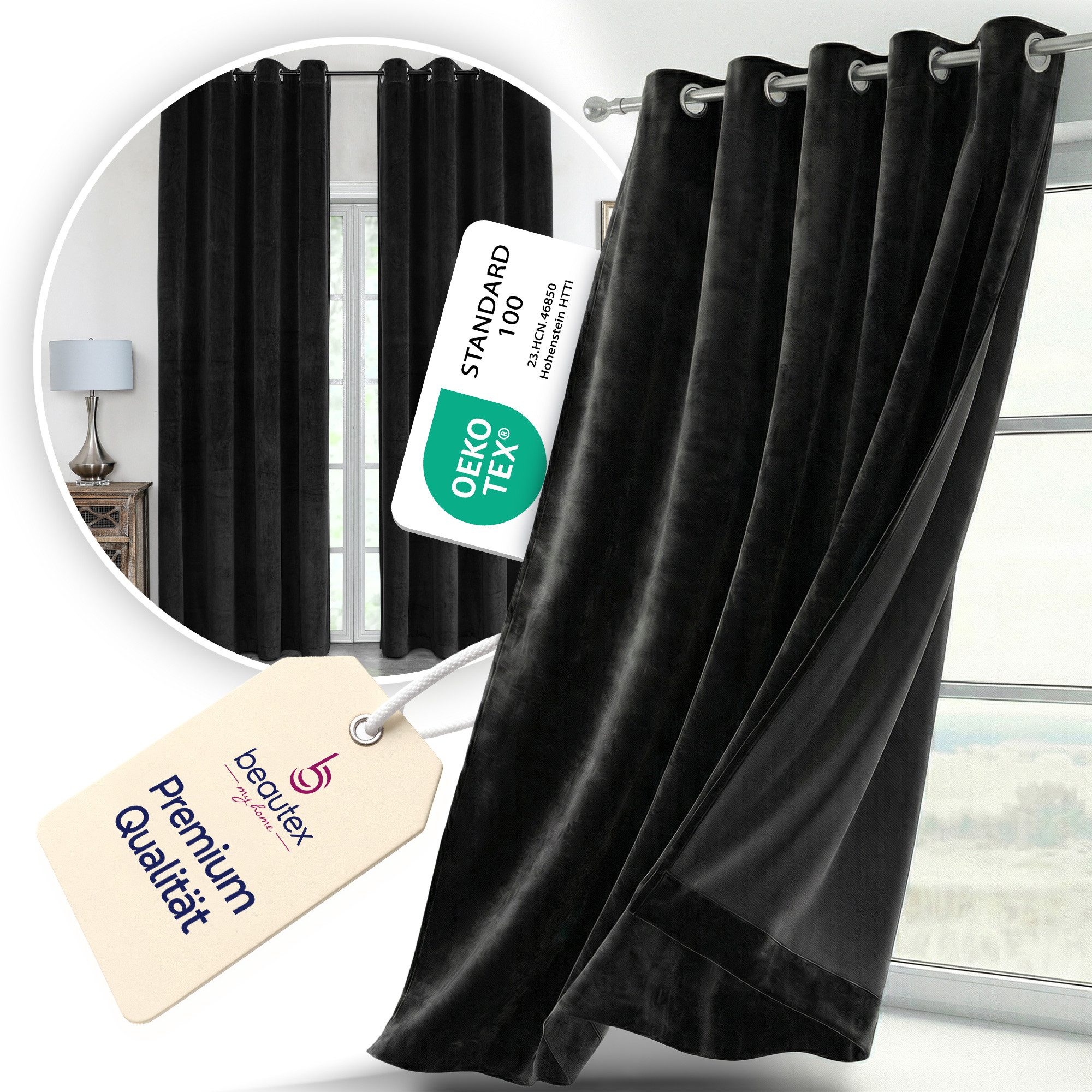 Beautex Verdunkelungsvorhang Samt Vorhang Ösen Gardine Velvet blickdicht abdunkelnd (1 St), Ösen, abdunkelnd, Velvet-Samt, blickdicht, Ösenaufhängung, pflegeleicht