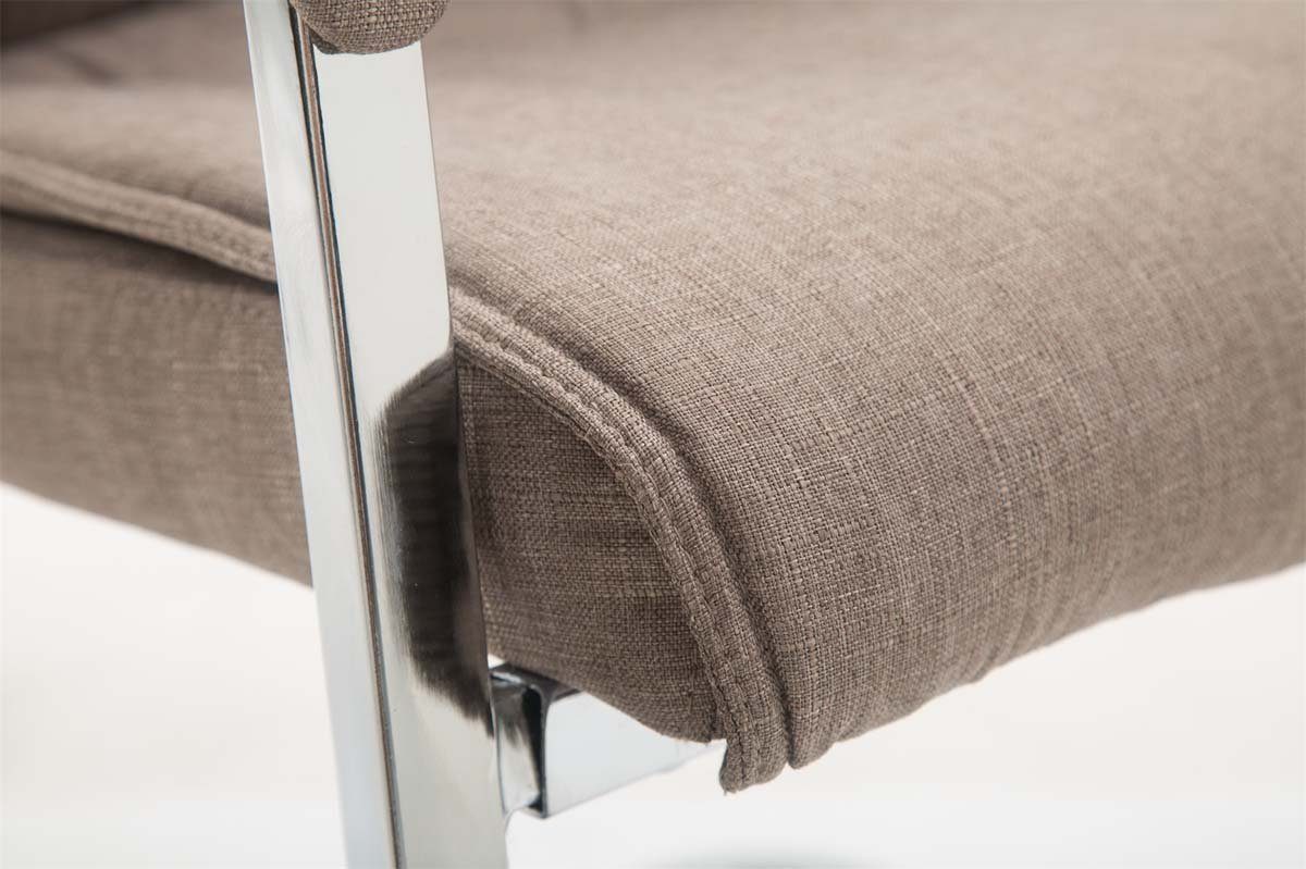 Gestell: Anobo Metall mit Besucherstuhl Sitzfläche: - Konferenzstuhl Esszimmerstuhl - gepolsterter - taupe - (Küchenstuhl Sitzfläche Stoff hochwertig chrom TPFLiving Wohnzimmerstuhl),