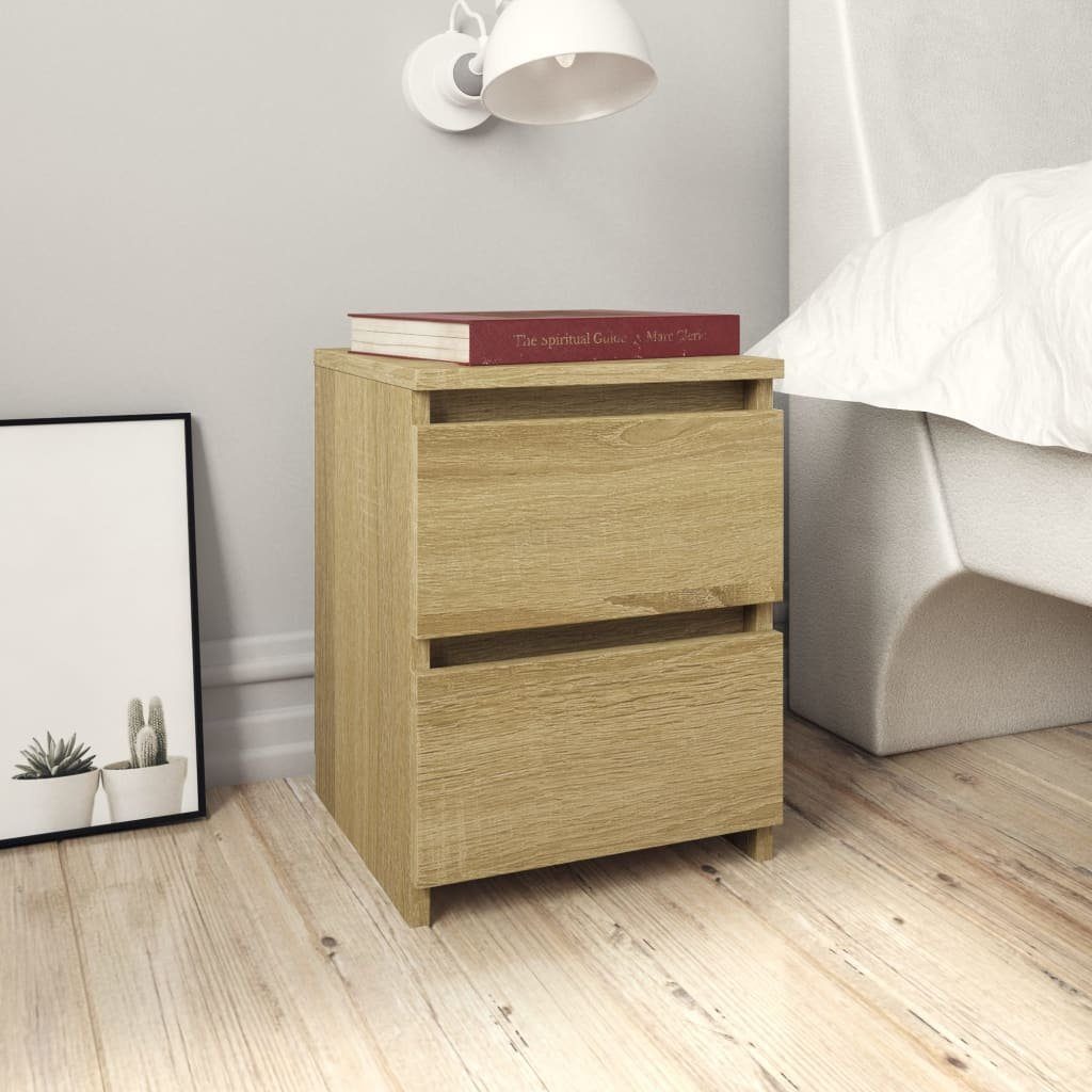 furnicato Nachttisch Nachtschrank Sonoma-Eiche 30 x 30 x 40 cm aus Holzwerkstoff mit 2 (1-St), Stauraum-Nacastisch mit 2 Schubladen, auch als Couchtisch nutzbar