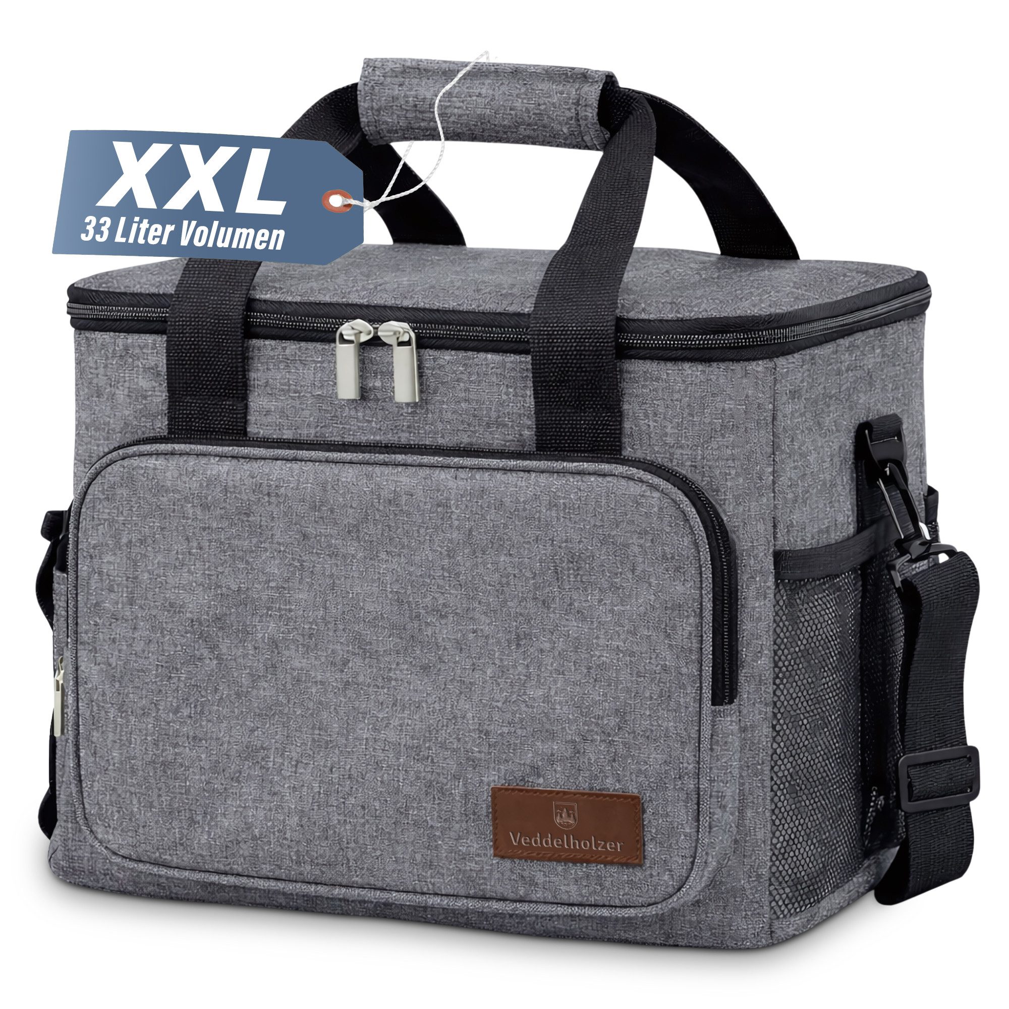 Veddelholzer Picknicktasche 33L XXL Kühltasche Picknicktasche Tragegurt Isolierte Faltbare Kühlbox (Lunchbox, Tragetasche für Picknick, Strand & Camping), Große Thermotasche mit Schultergurt Wasserdicht