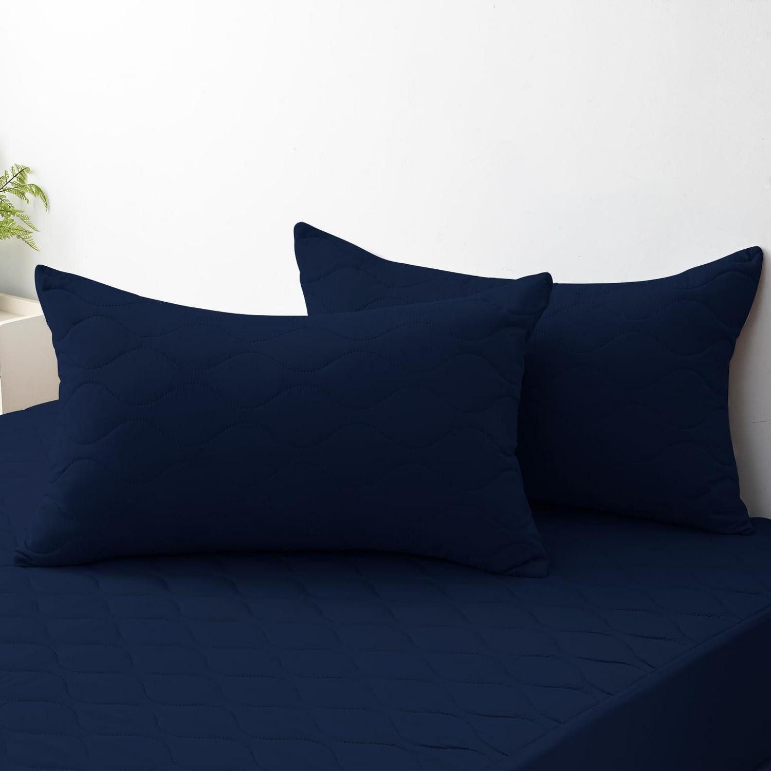 LuxusKollektion Kissenbezug Kissenbezug 50x80cm 2er Set Navy, (2 Stück)