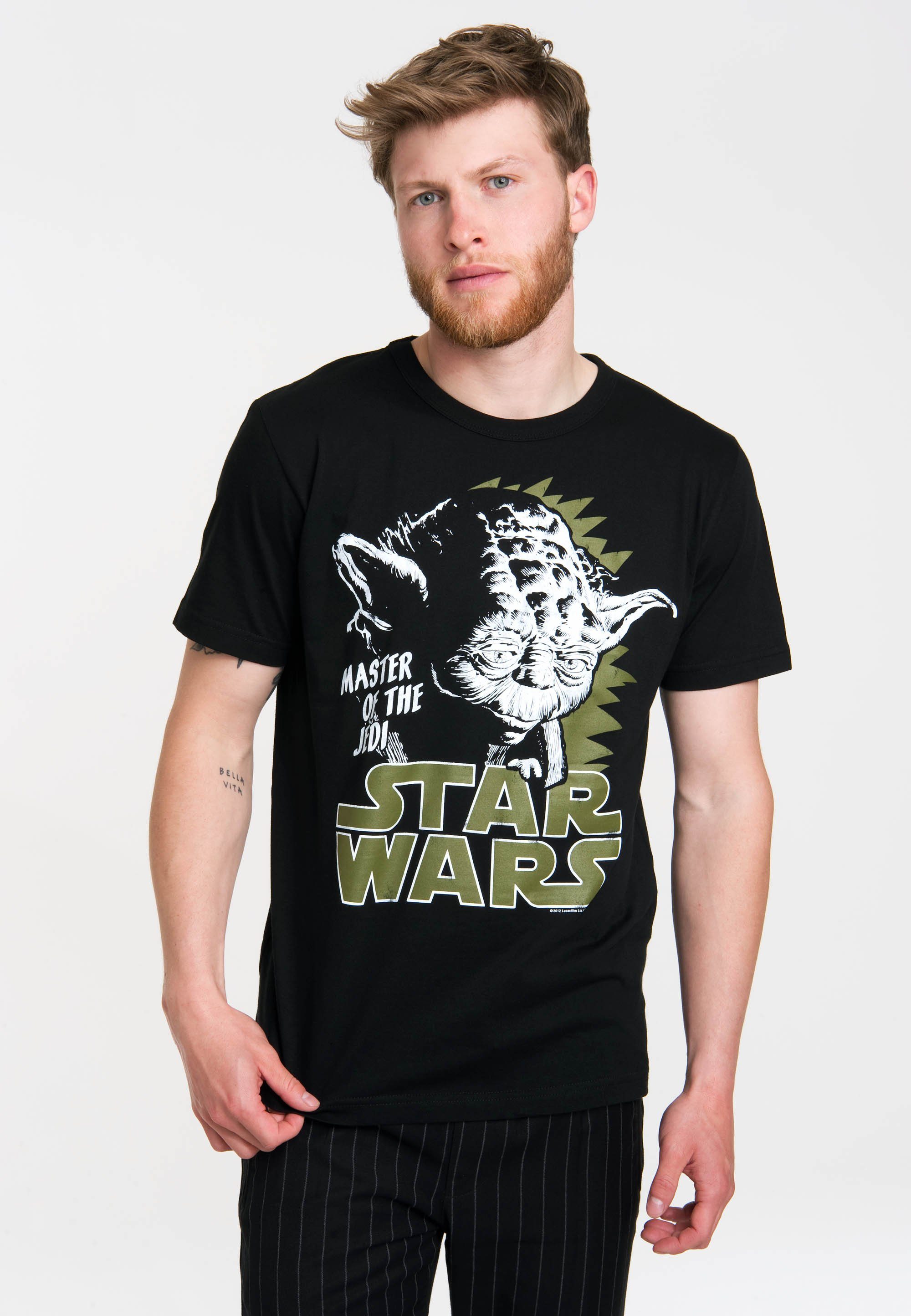T-Shirt LOGOSHIRT Wars Yoda-Frontdruck Star mit tollem