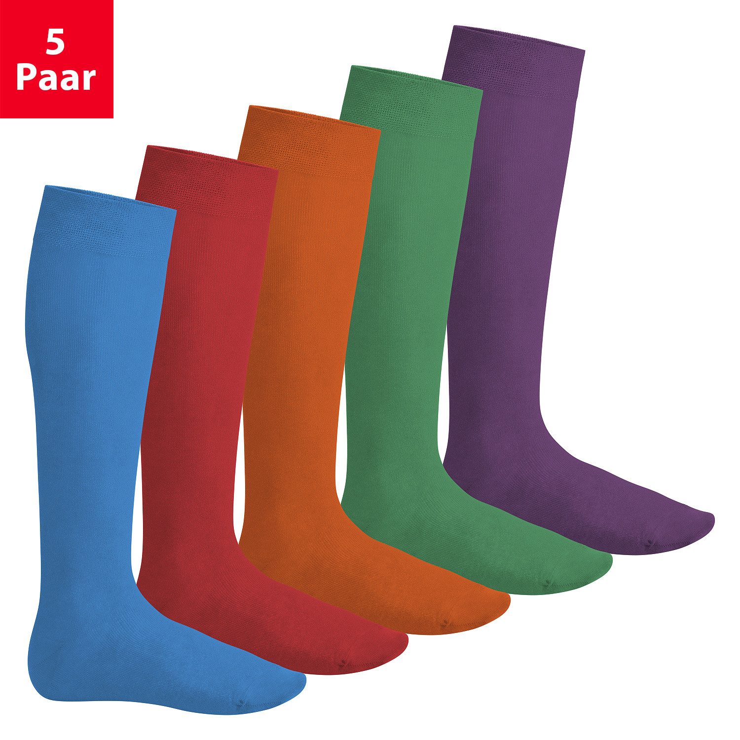 Footstar Langsocken EVERYDAY! 5 PAAR Damen & Herren Kniestrümpfe Lange Socken kniehoch