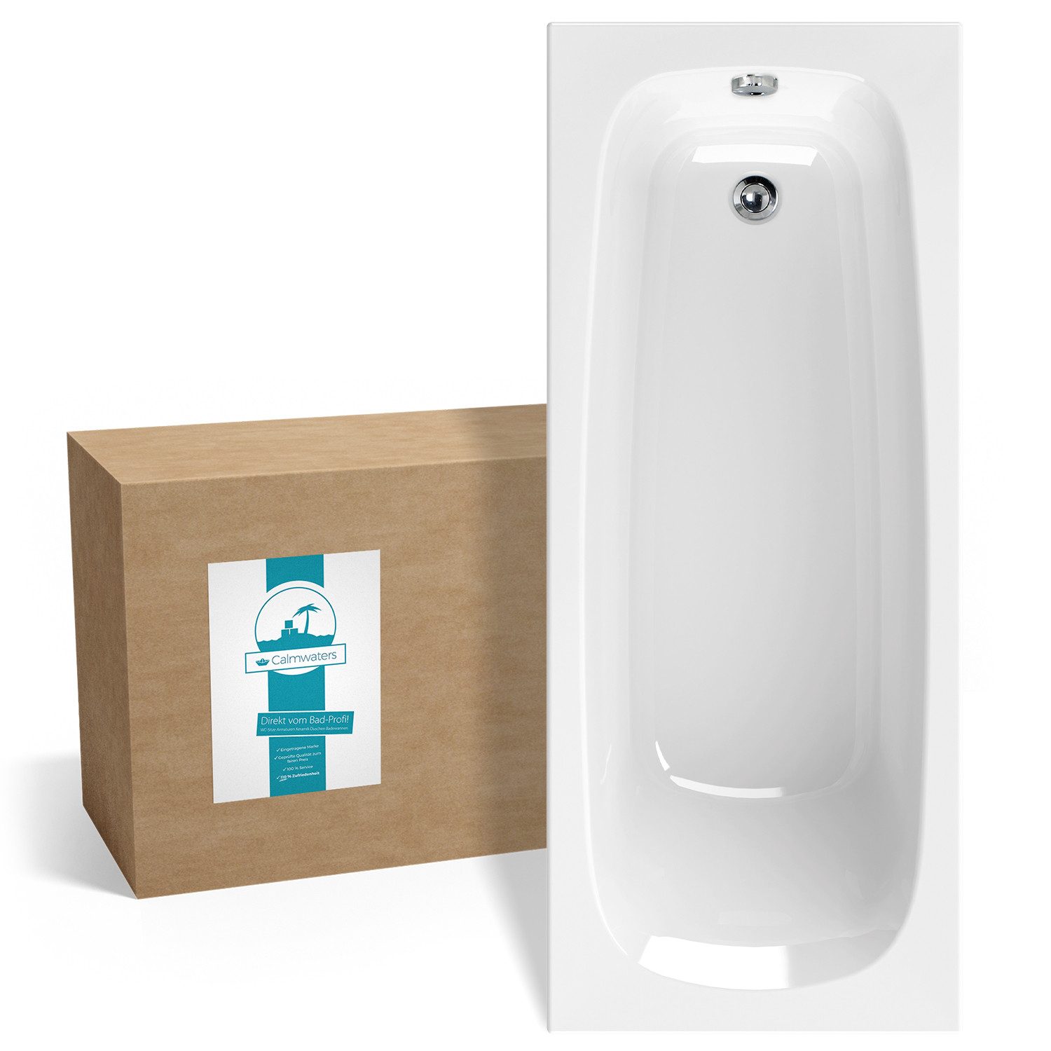 Calmwaters Badewanne Original, Weiß, 180 x 80 cm, Körperformbadewanne für zwei Personen, 01SL3353