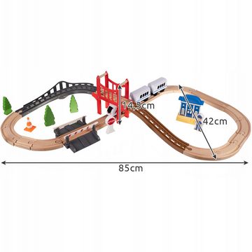 KRUZZEL Spielzeugeisenbahn-Set Holz-Eisenbahn Spielzeug-Eisenbahn 3,2m mit Zug