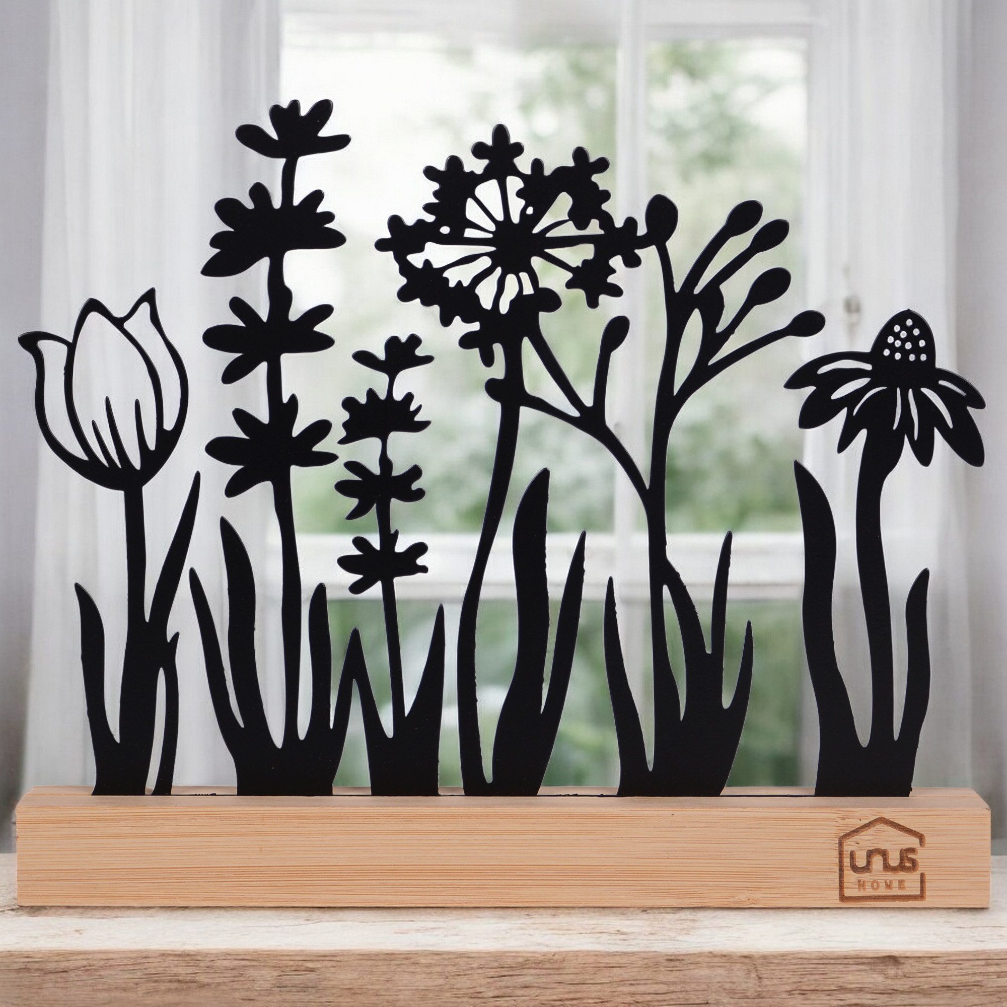UNUS HOME Dekofigur Aufsteller Blumenwiese (Schwarz), Blumenwiese-Silhouett günstig online kaufen