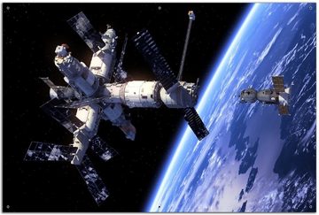 Wallario Sichtschutzzaunmatten Raumfahrt - Raumstation und Raumschiff im Weltall