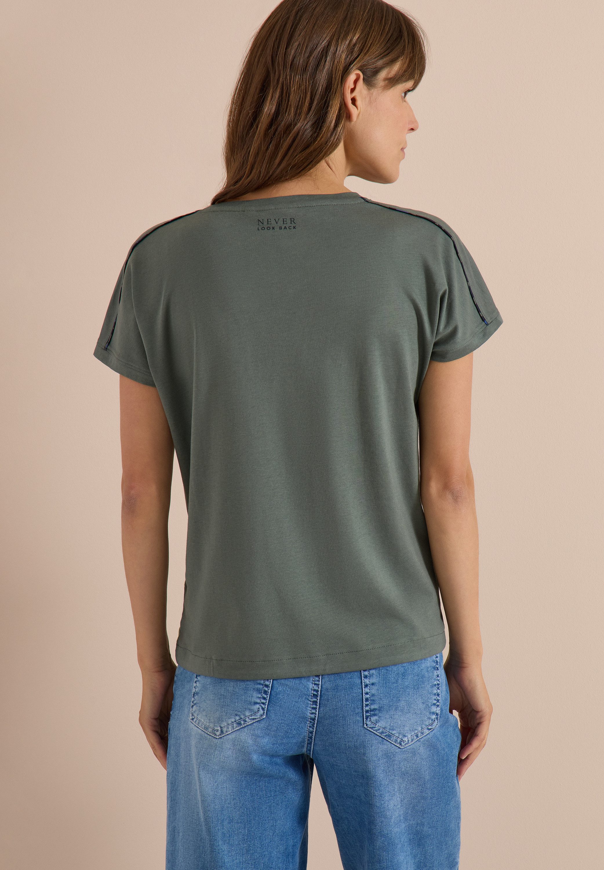 CECIL T-Shirt Paspel an angeschnittenen Ärmeln, Tunnelzug am Saum – Bild 3 von 5