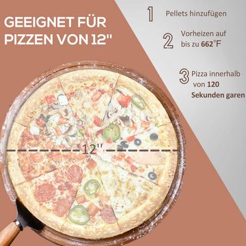 Outsunny Pizzaofen Holzbackofen mit Pizzastein, Pizzaschaufel, Pizzaschieber, für Outdoor BBQ Stahl Schwarz