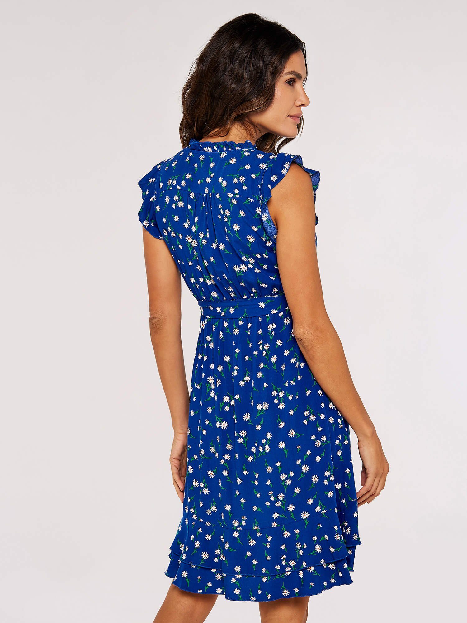 Apricot Minikleid Geblümtes Kleid (2-tlg., mit Taillenband) mit Rüschen und Gänseblümchen – Bild 4 von 4