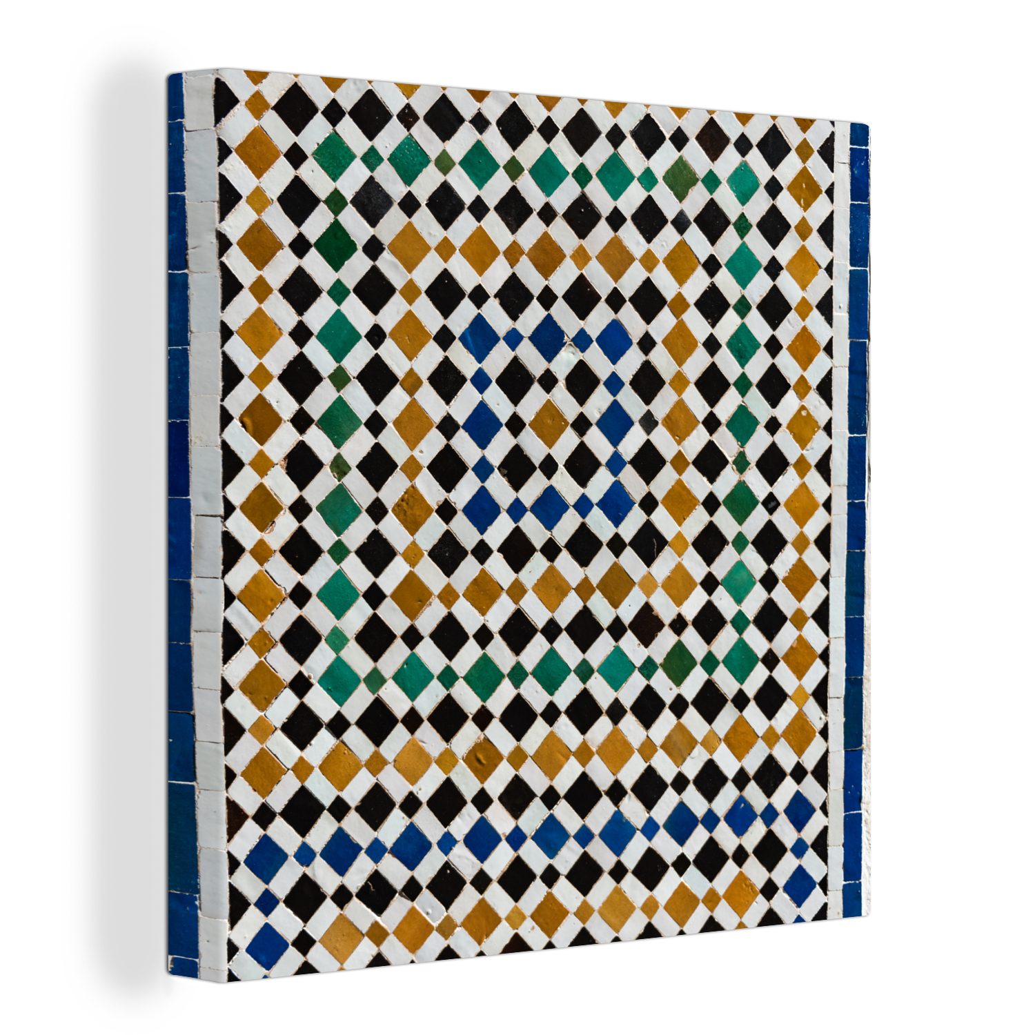 OneMillionCanvasses® Leinwandbild Ein marokkanisches Mosaik, das wie eine Art Labyrinth aussieht, (1 St), Leinwand Bilder für Wohnzimmer Schlafzimmer bunt