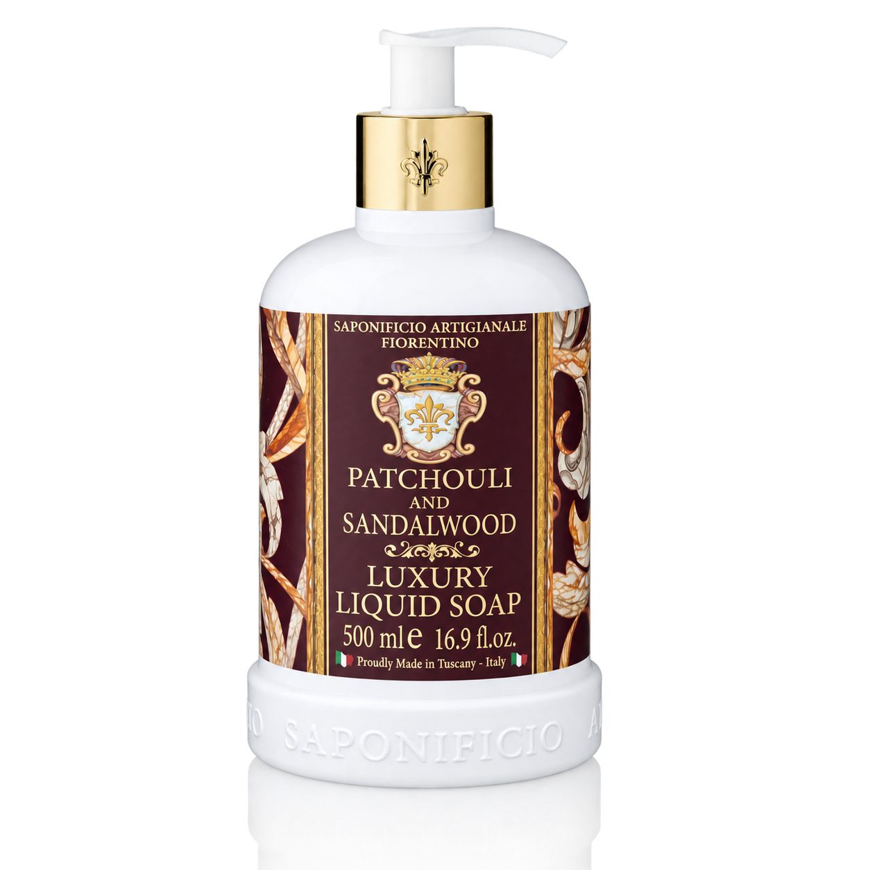 Saponificio Artigianale Fiorentino Handseife Patchouli&Sandelwood, 1-tlg., Italienische Luxus-Flüssigseife 500 ml