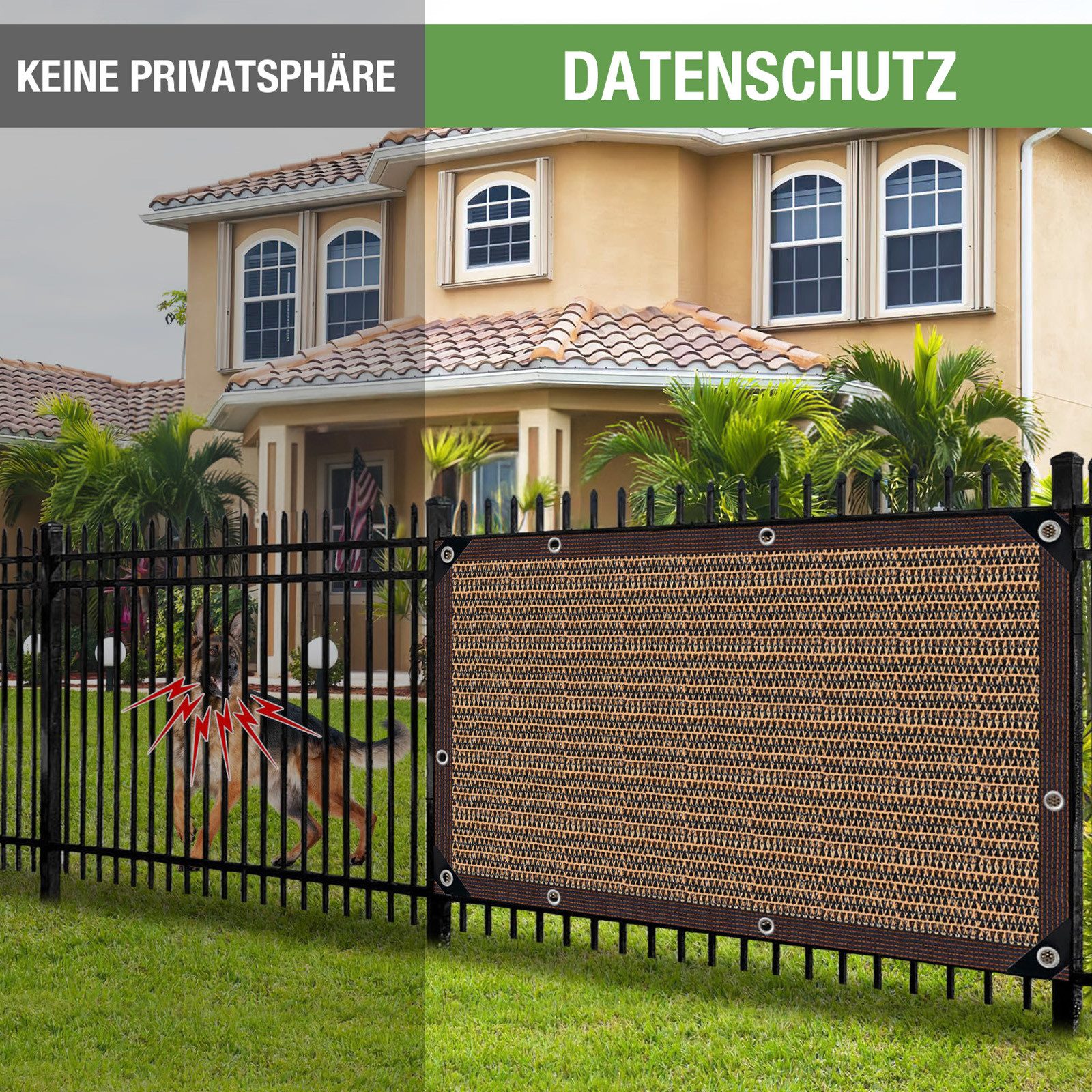 Lapalife Balkonsichtschutz Schattierungsnetz HDPE Seitenmarkise, 95% UV-Schutz Sichtschutz Balkon Mit Ösen, für Auto, Garten, Gewächshaus, Camping