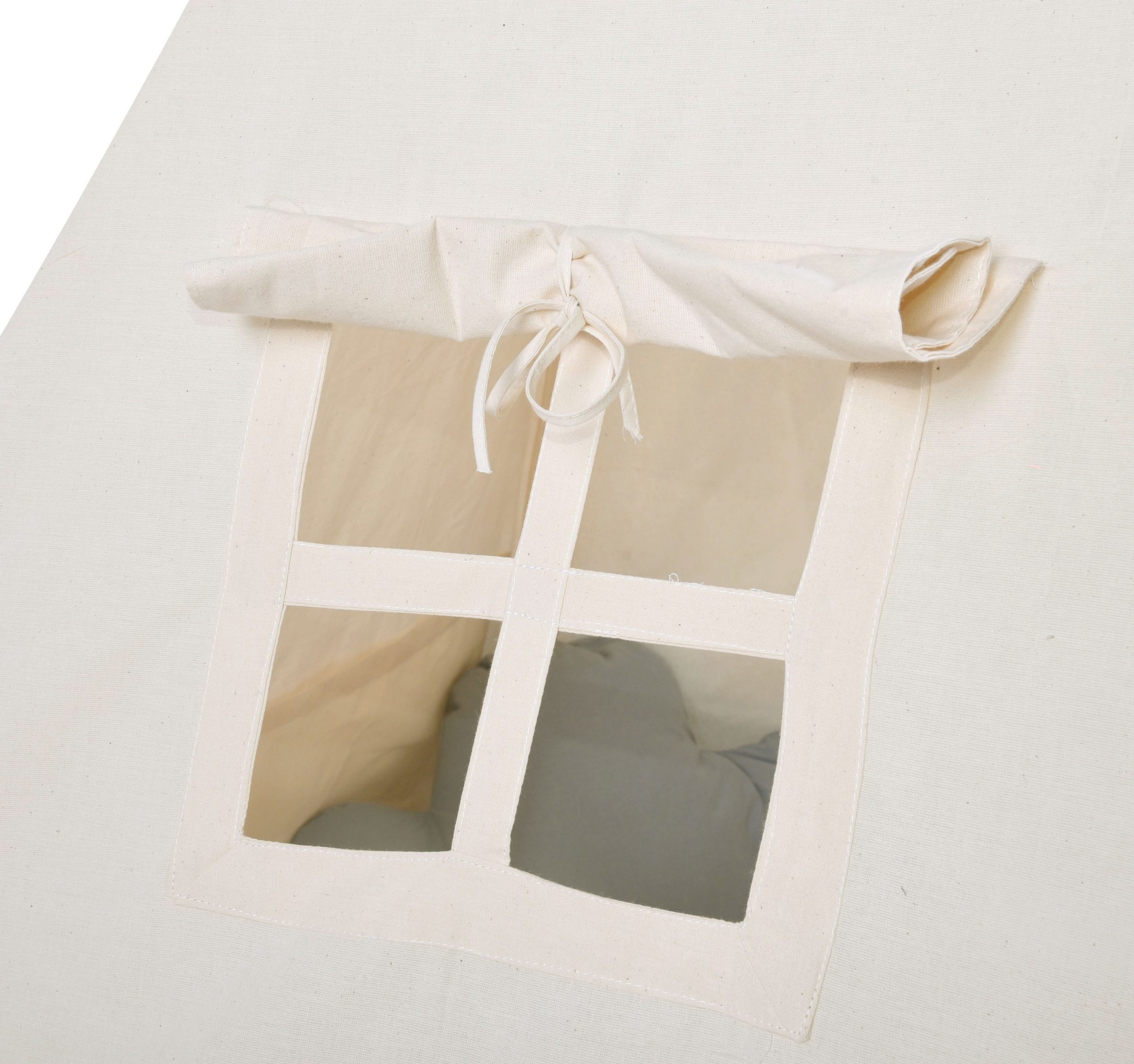 Rainbow Kids Tipi-Zelt Kinderzelt "Milchstraße" in Beige mit Zubehör, (8 tlg., mit 4 Kissen, Matte, Spielzeugkorb und Wimpelkette), Perfektes Spielzelt & Unterschlupf für Kinder, 110 x 110 x 160cm