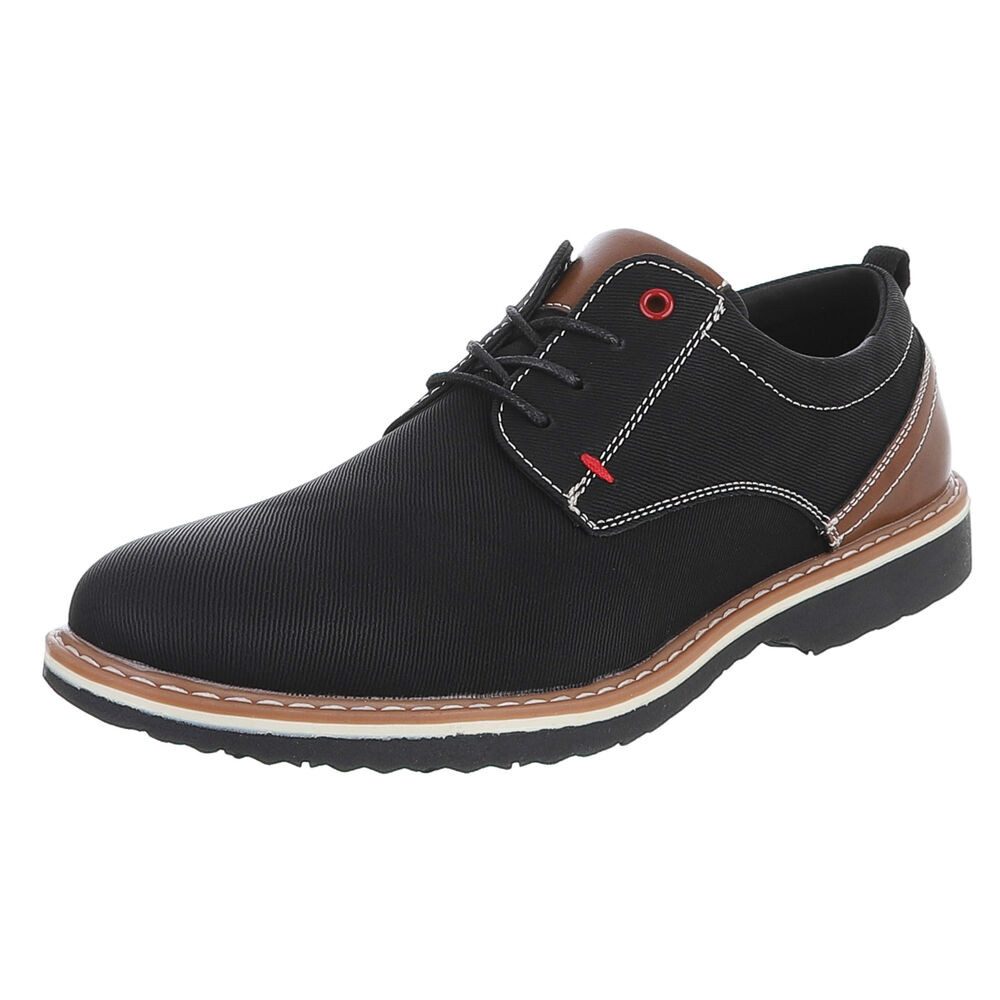 Coolwalk Herrenschnürschuh aus Textil mit Kontrastdetails Schnürschuh (91917742) Blockabsatz Schnürer in Schwarz