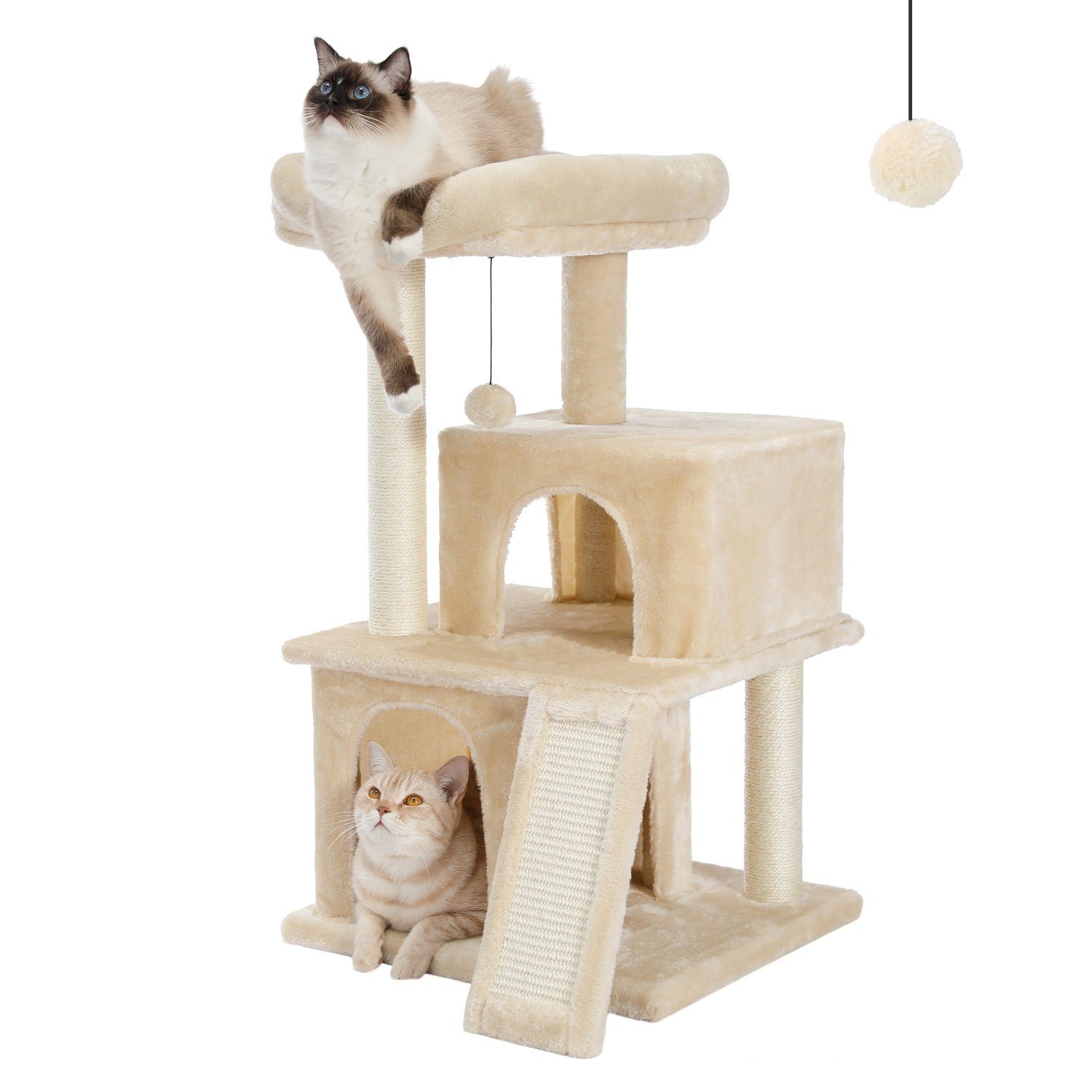 Kratzbaum Katzenbaum Katzenmöbel mit Sisal-Seil Plüsch Liege Spielhaus Höhlen