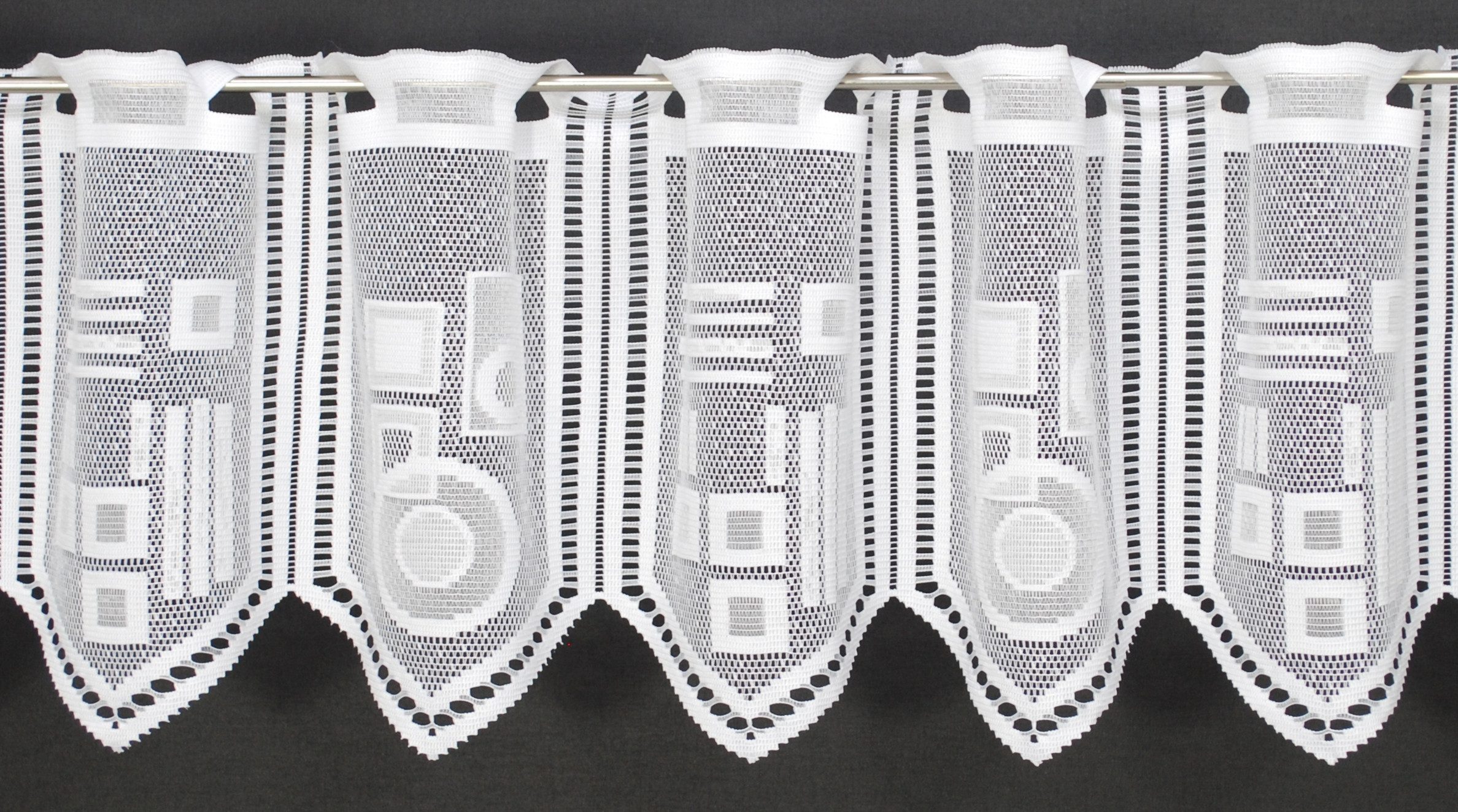 Gardinen Kranzusch Scheibengardine geometrische Muster (1 St), Stangendurchzug, transparent, Stablöcher,transparent,verschiedene Höhen, Breiten