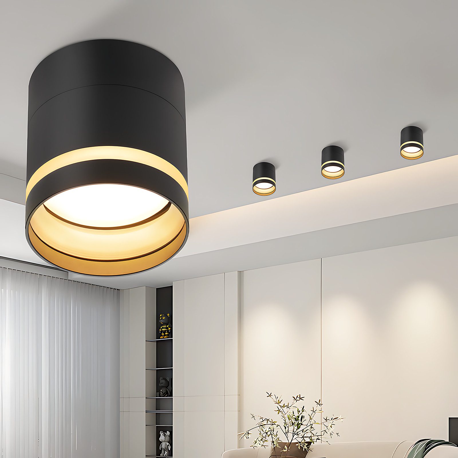 Nettlife LED Aufbaustrahler Schwarz/Weiß Rund Deckenstrahler 5W Spot Aufbauleuchte Klein Acryl, LED fest integriert, Warmweiß, GX53 Warmweiß Flach Aufputz Strahler Deckenspot 3000K