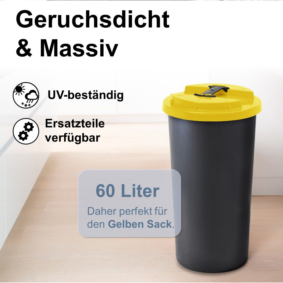 KUEFA Müllsackständer BSC 60L Mülleimer Gelber Sack, inkl. Klemm-Ring, UV-beständig