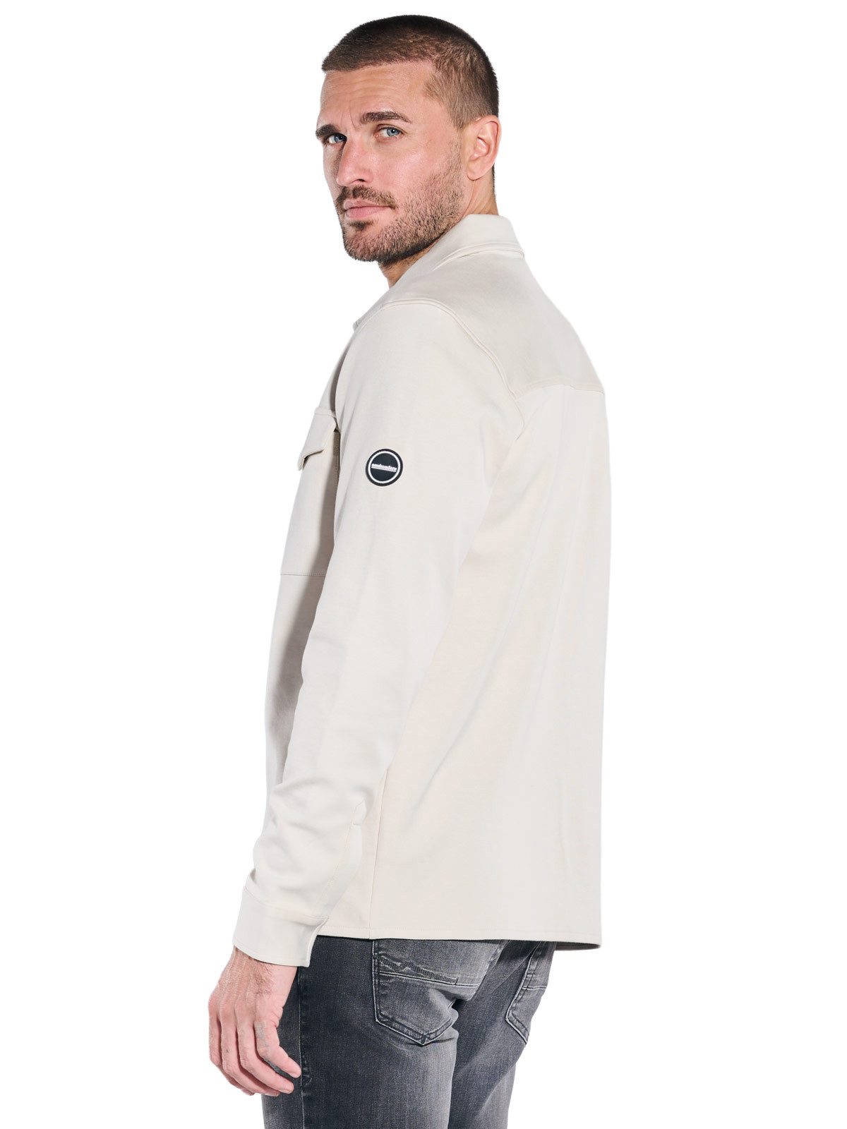 emilio adani Sweatshirt Herren Overshirt aus Sweat-Material, Beige – Bild 2 von 5