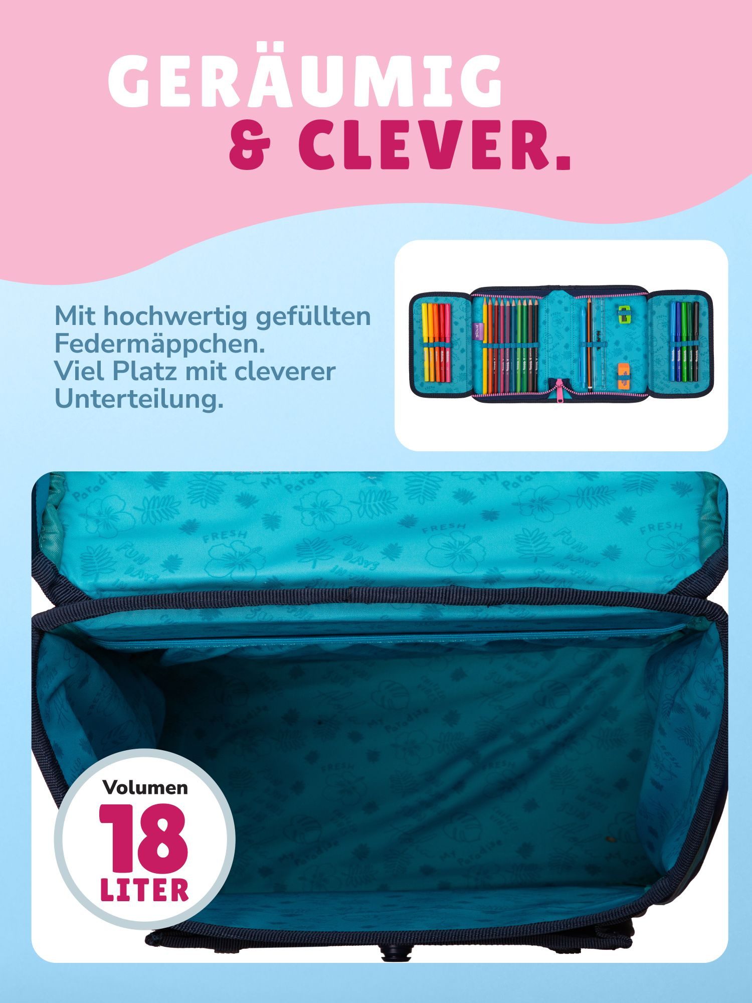 McNeill Schulranzen Schulranzen Disney Stitch Schultaschen Set Mädchen 1. Klasse (Set, 9-tlg., inkl. Brotdose, Trinkflasche & große Sporttasche), mit Brustgurt, – Bild 3 von 5
