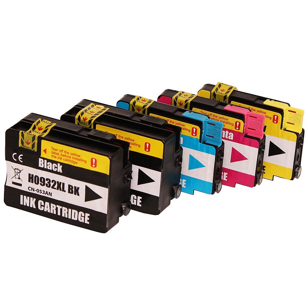 Colori Tintenpatrone (Kompatibles Set 5x Druckerpatrone für HP 932XL 933XL OfficeJet 6100, All-in-One 6700 Premium 7110 wide format 7510 WF 7600 Series 7610 7612)