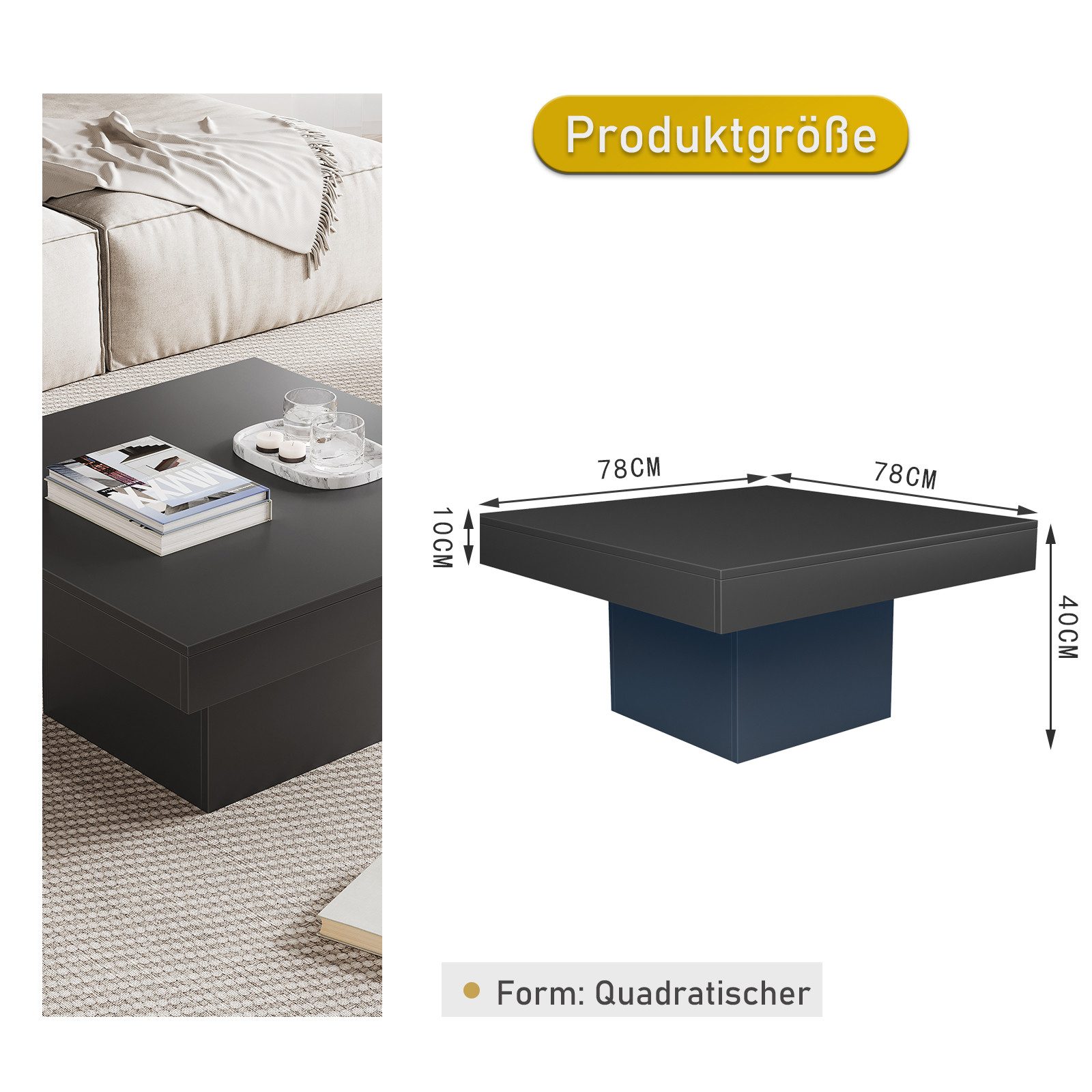 radelldar Couchtisch Wohnzimmertisch mit led beleuchtung günstig online kaufen