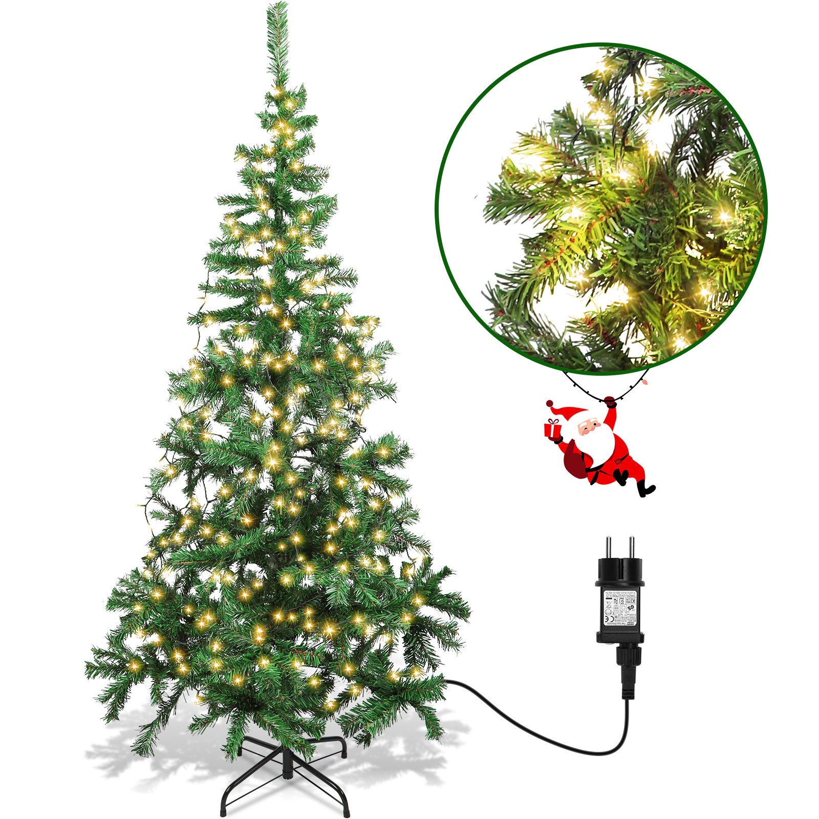 Aigostar Künstlicher Weihnachtsbaum Künstlich Weihnachtsbaum mit LED, inkl. Metallständer,Schneller Aufbau, Kiefernnadeln, 8 Beleuchtungsmodi, Warmweiß, Abnehmbar