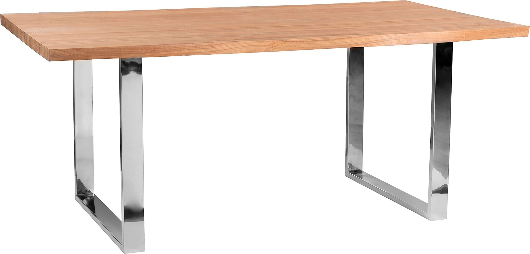 Fink Esstisch, Mit seitlich geschwungener Form, massive Tischplatte, weiß  geölt