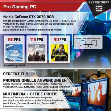 SYSTEMTREFF Gaming-PC (Intel Core i5 12400, GeForce RTX 3070, 16 GB RAM, 1000 GB SSD, Luftkühlung, Windows 11, WLAN)