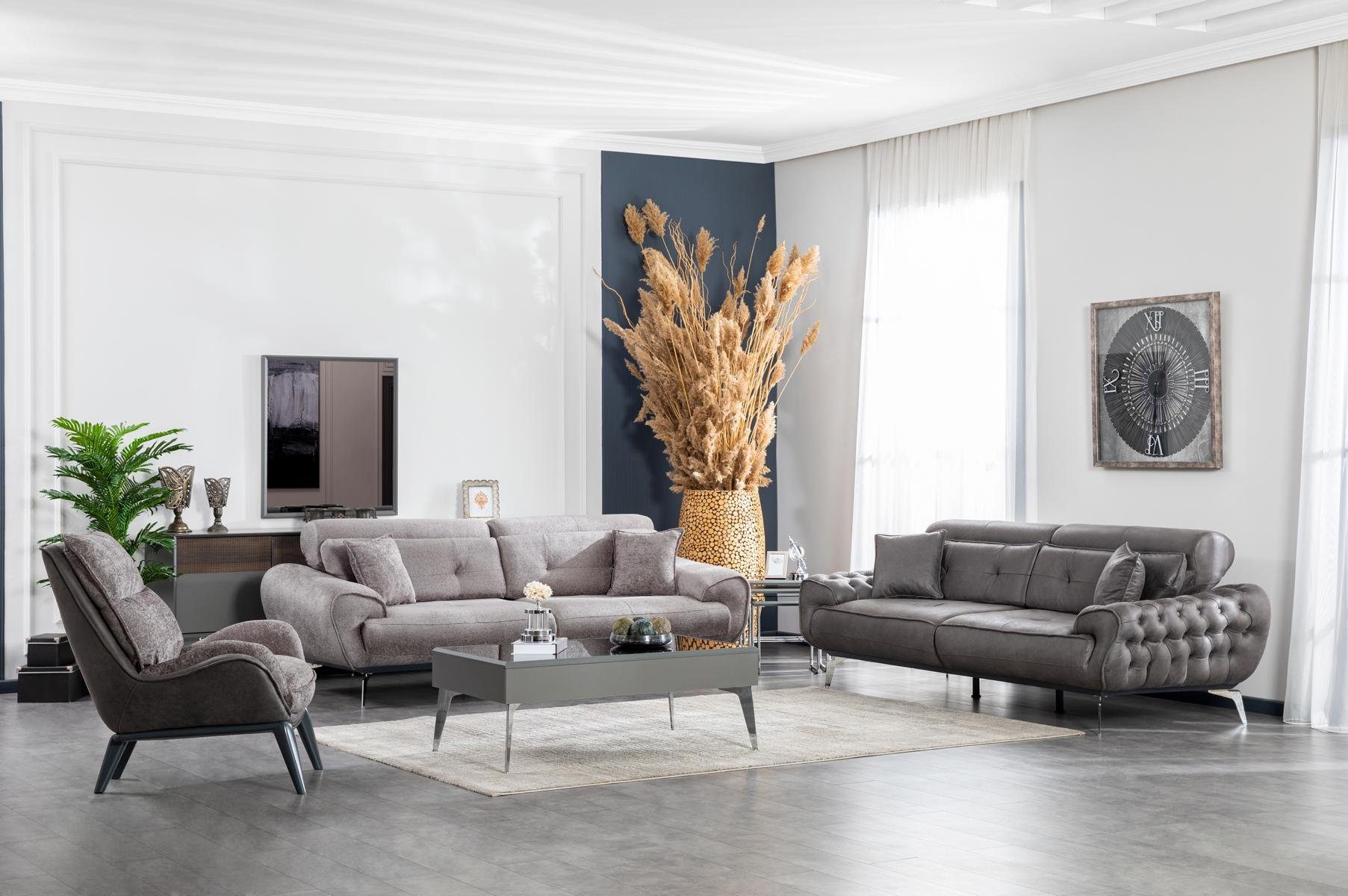 (Sessel, Sessel Ohne Grau Design Couch JVmoebel Europe Beistelltisch), Luxus Sessel Wohnzimmer in Made