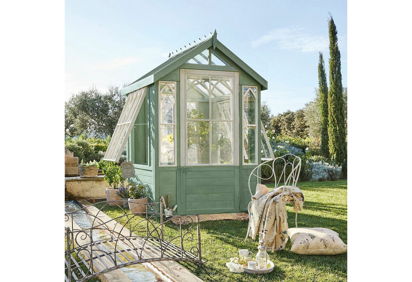 Thumbnail - Mirabeau Pavillon Gartenhaus Anyós grün/weiß